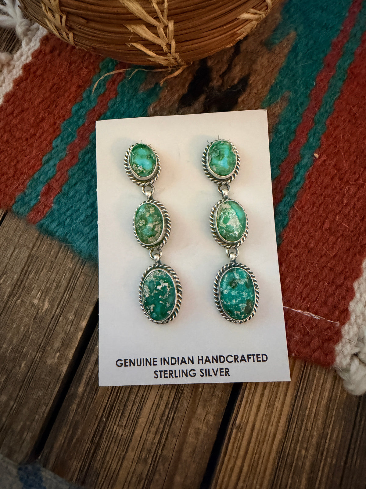 Handcrafted Sonoran Mountain Turquoise & Sterling Silver Dangle Earrings