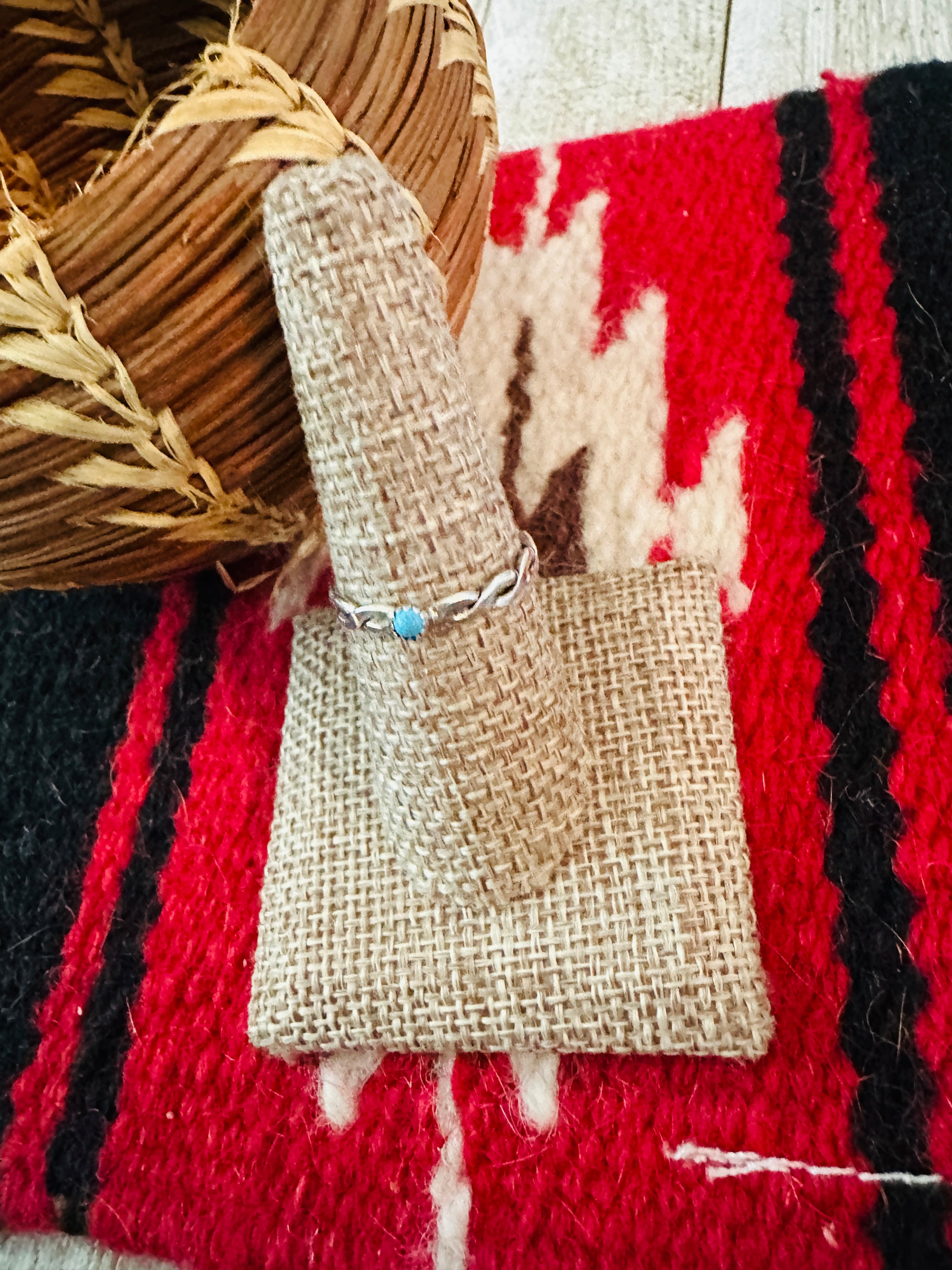 Handcrafted Turquoise & Sterling Silver Twisted Band Ring