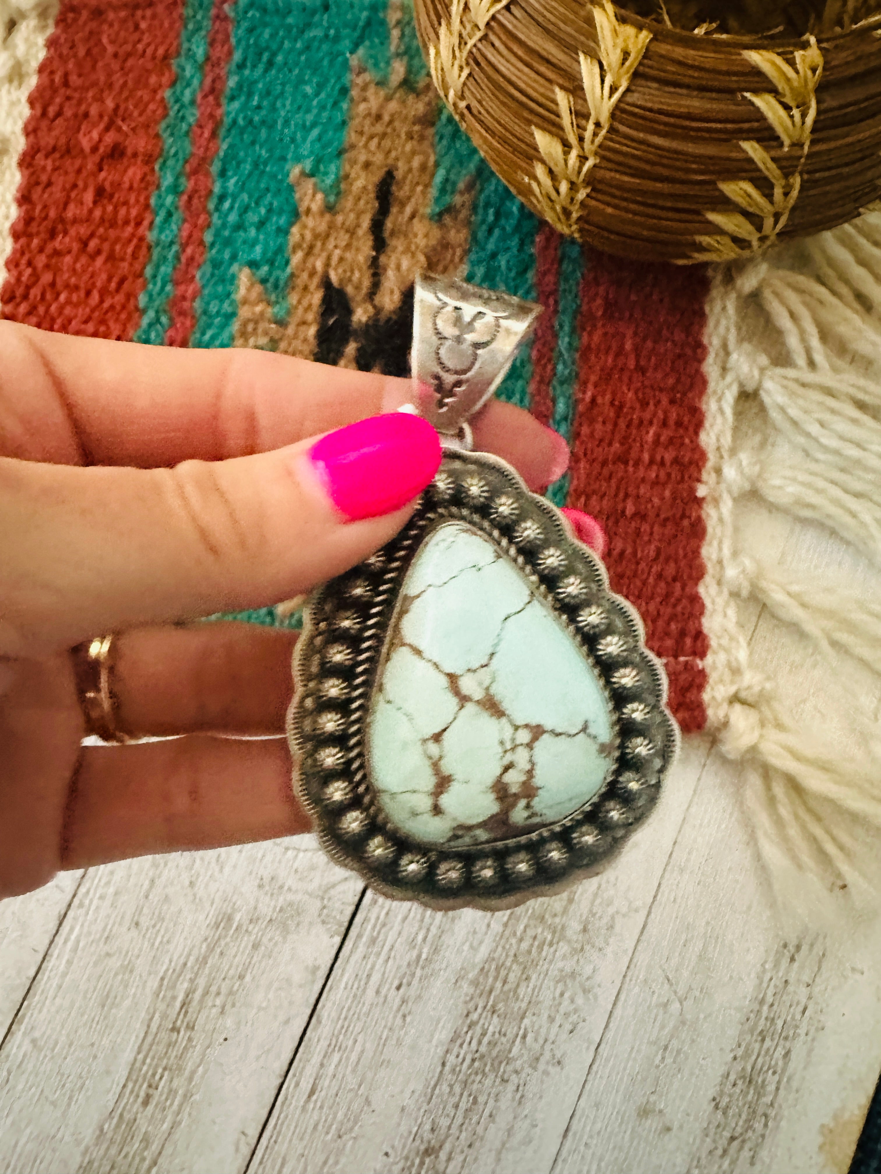 Navajo Sterling Silver & Golden Hills Turquoise Pendant