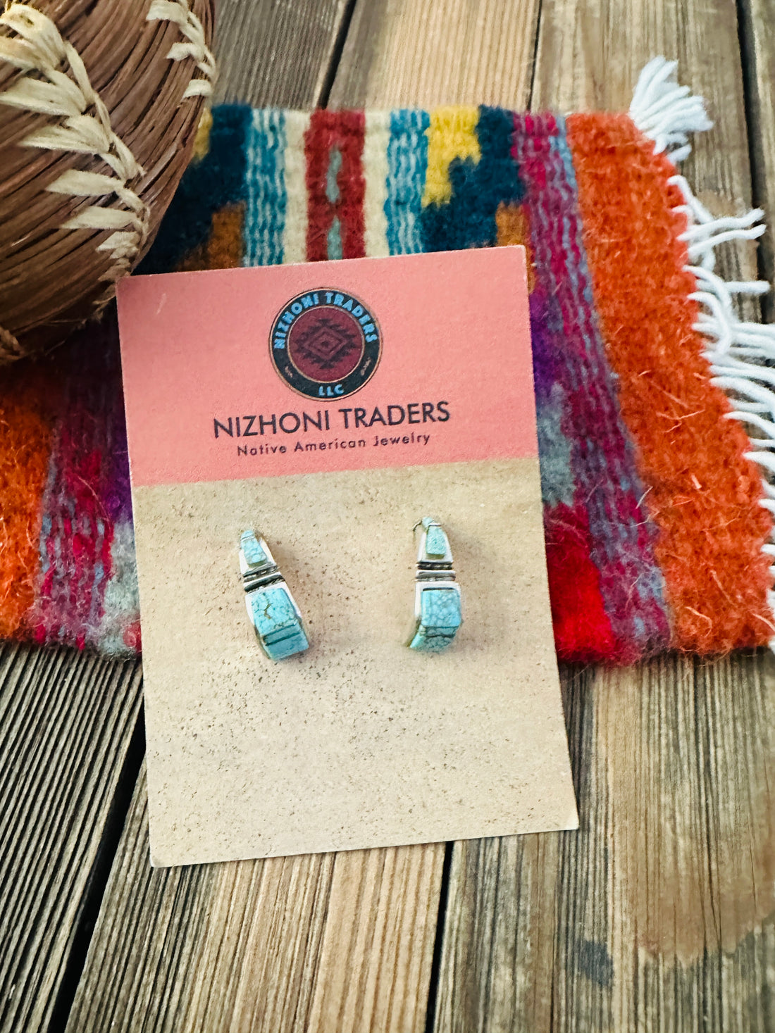 Handcrafted Turquoise & Sterling Silver Inlay Post Earrings