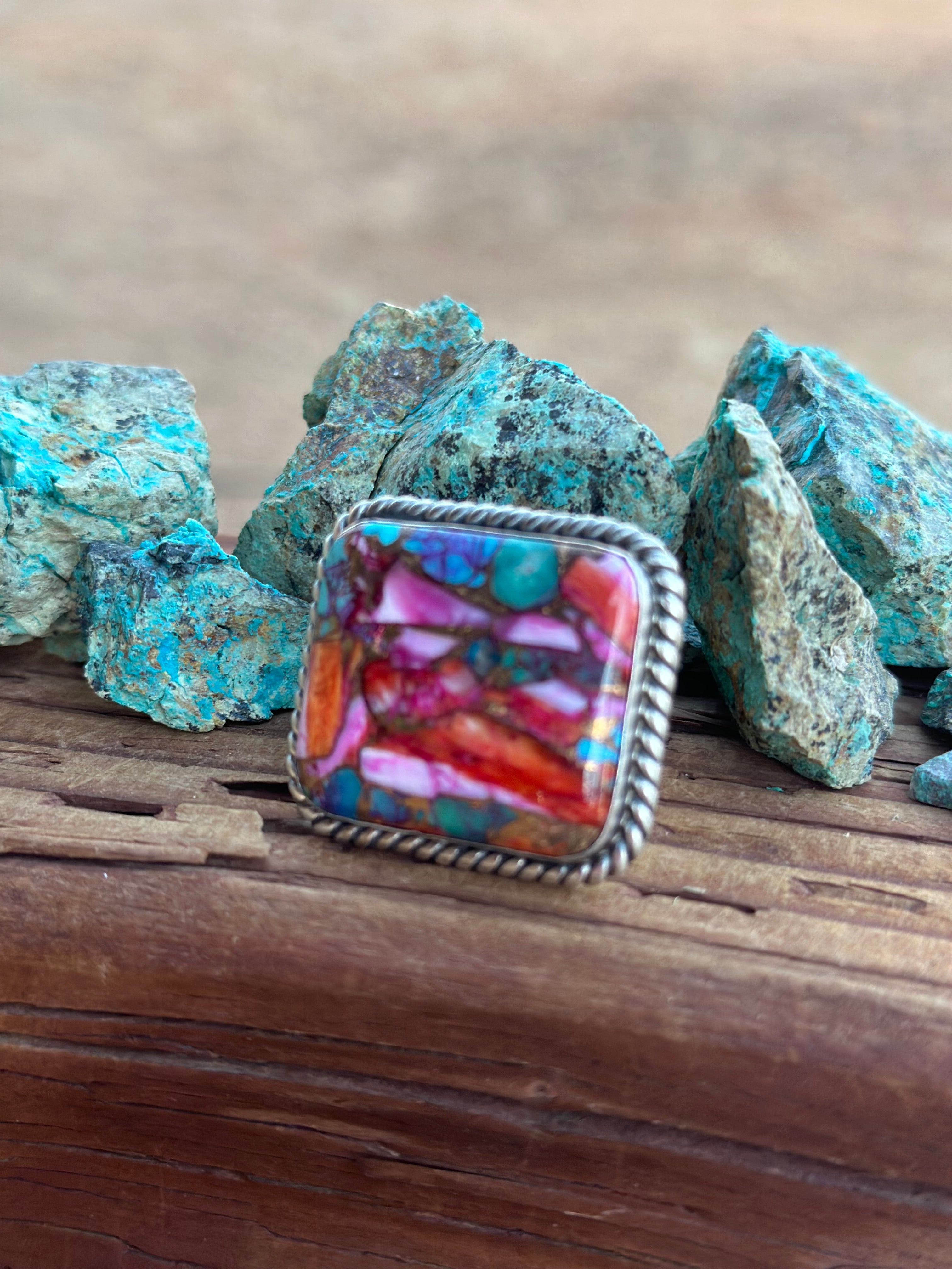 “The Lainey” Navajo Pink Dream & Sterling Silver Adjustable Ring by Alfred Martinez