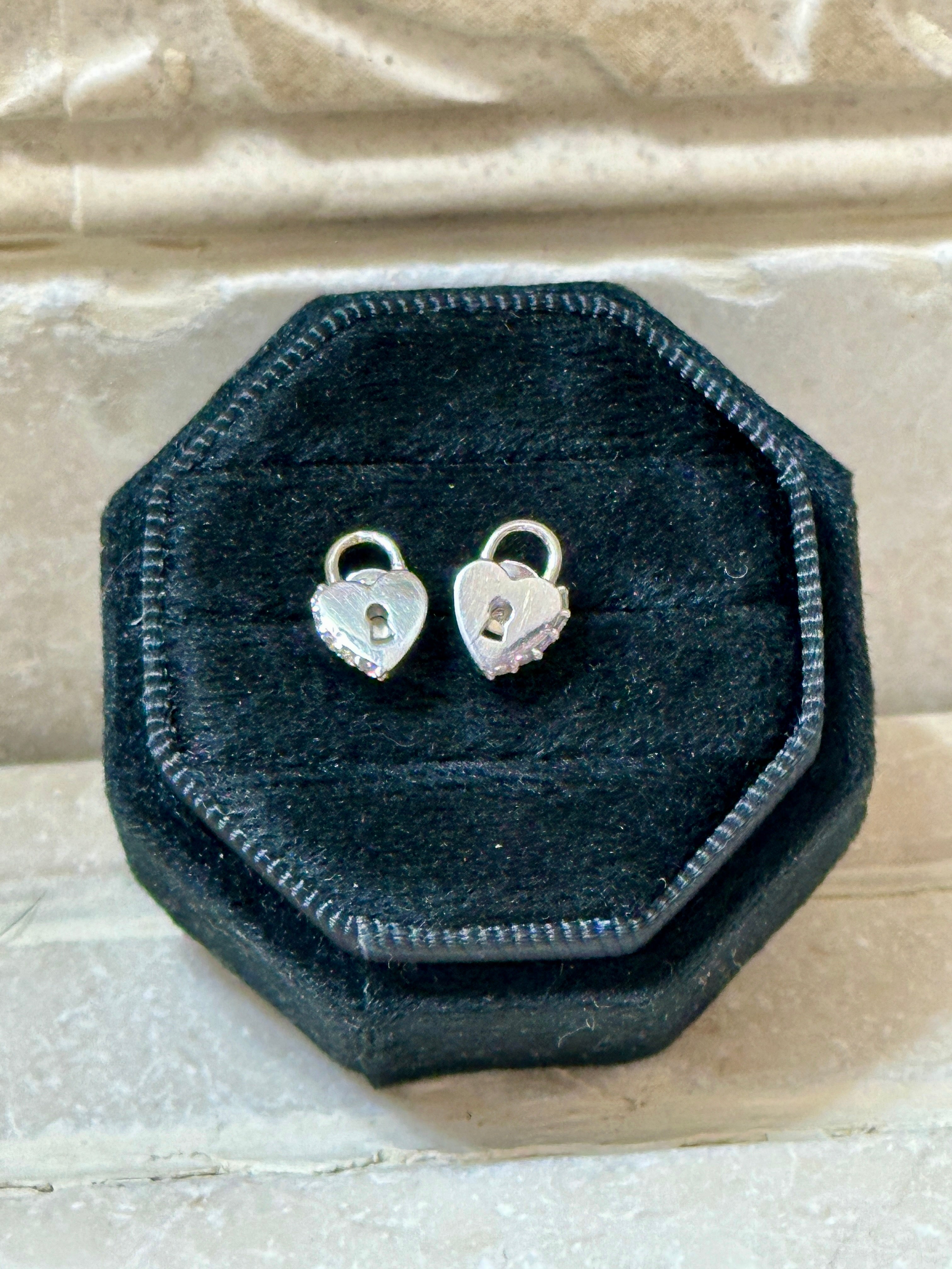 Heart Locket w/ CZ and Sterling Silver Earrings
