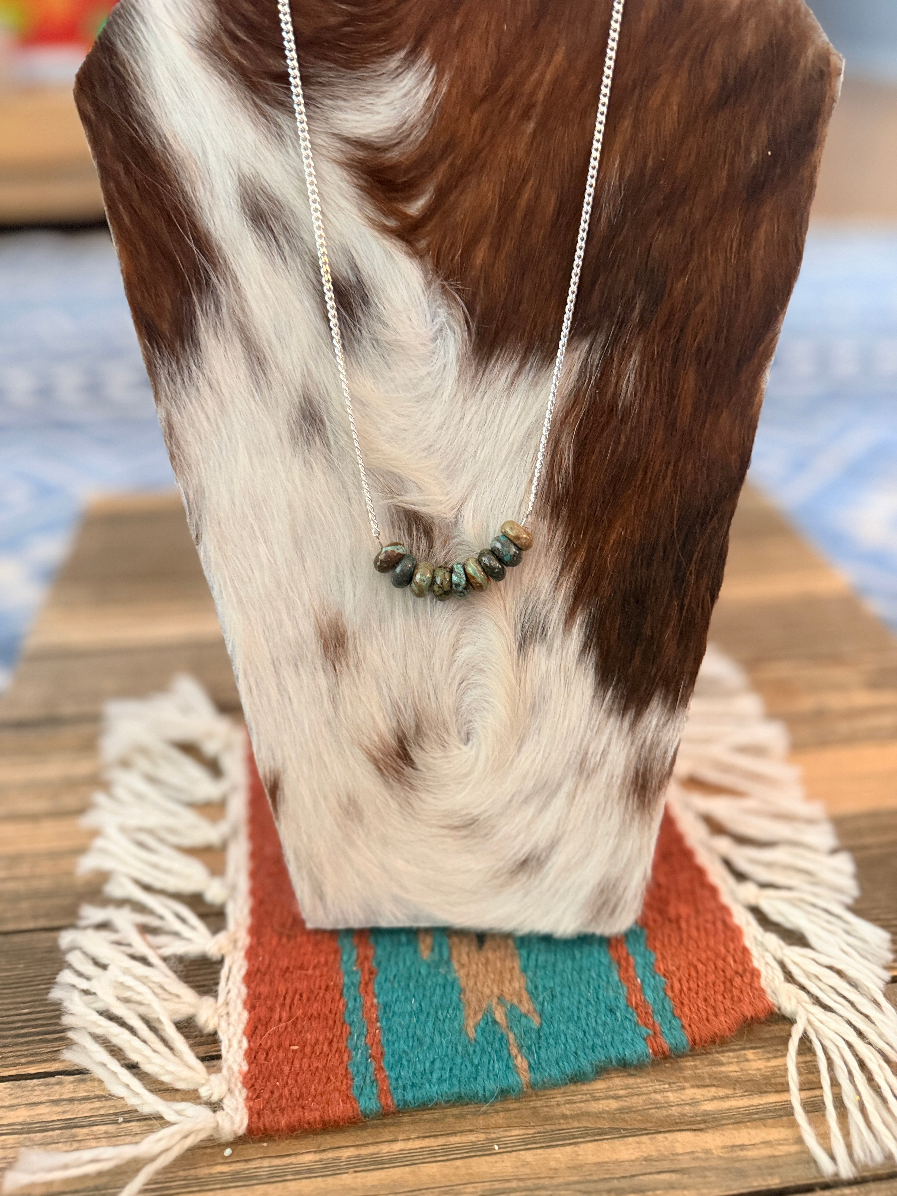 Handmade Sterling Silver & Turquoise Beaded Necklace