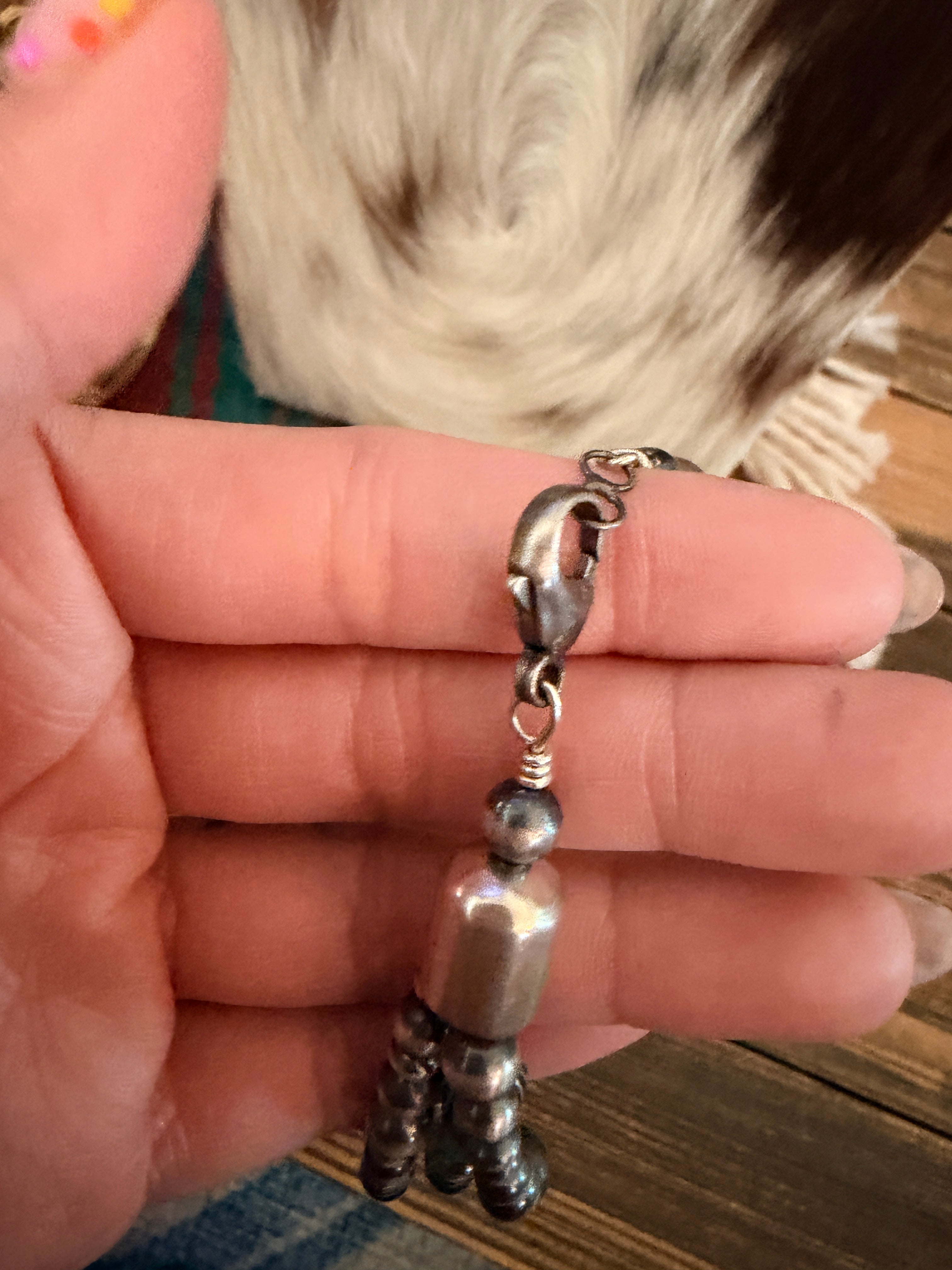 Handcrafted Sonoran Mountain Turquoise & Sterling Silver Beaded Necklace by Gilbert Tom