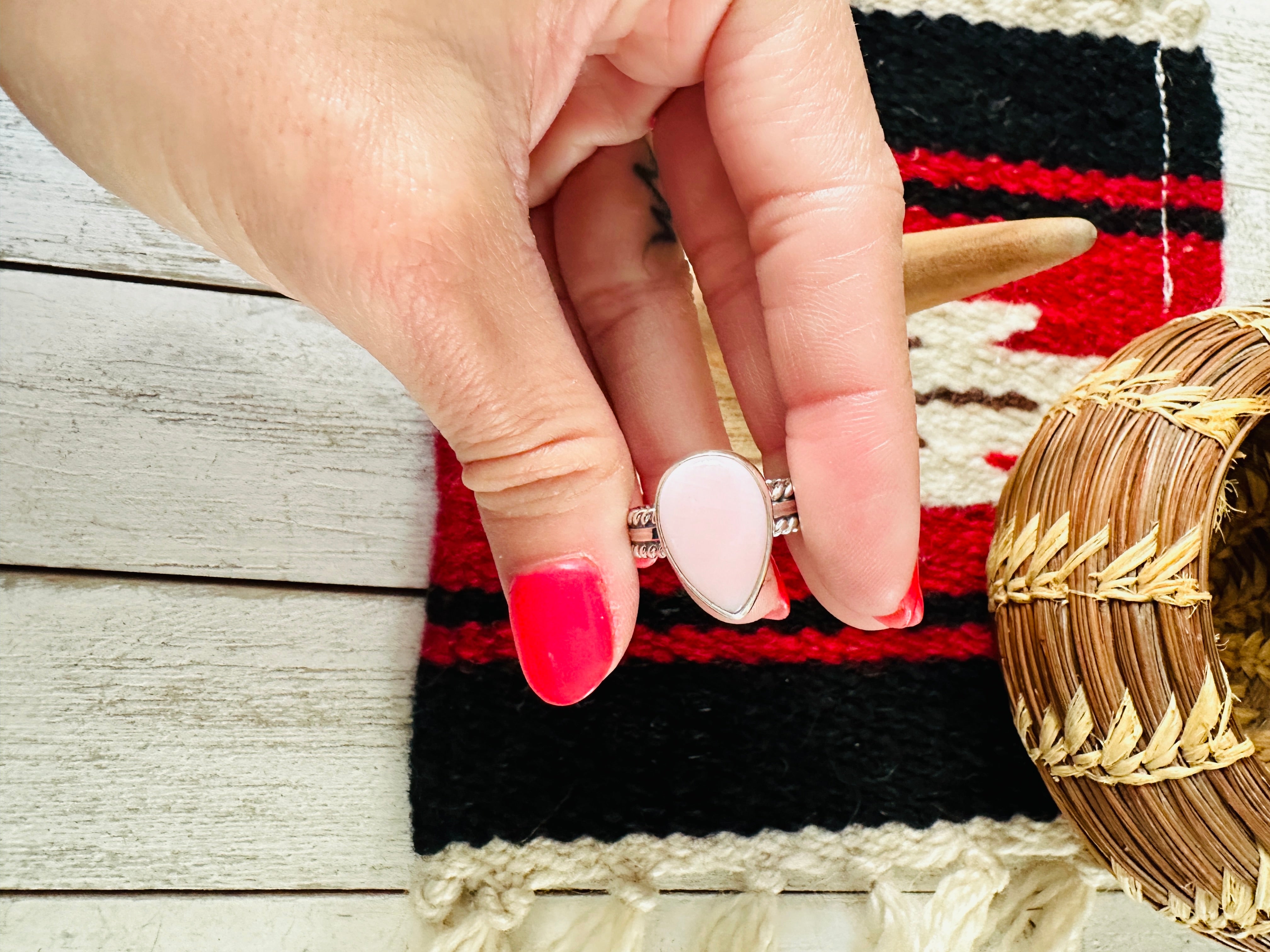 Navajo Sterling Silver & Queen Pink Conch Ring