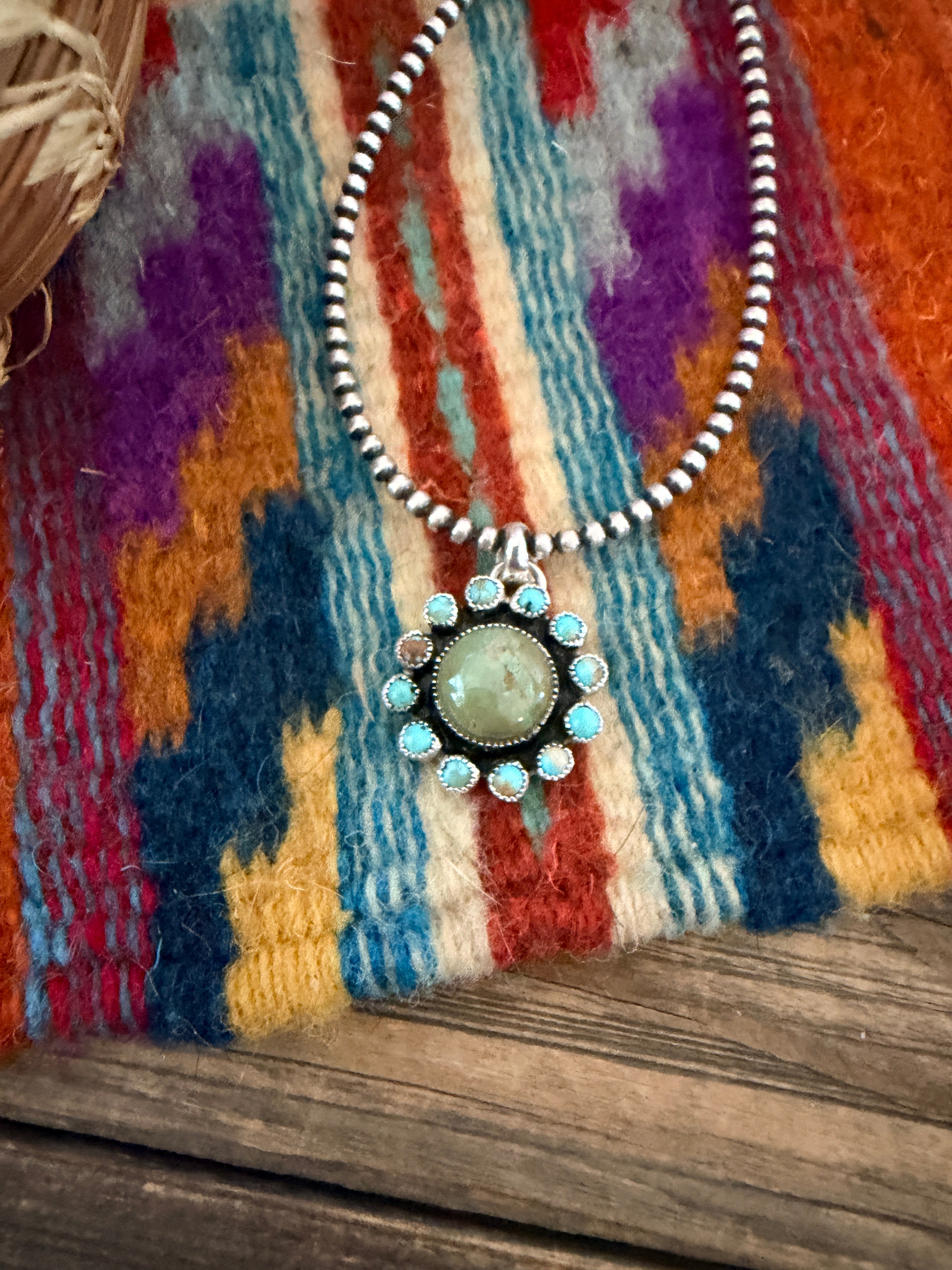 Handcrafted Sterling Silver & Turquoise Cluster Pendant