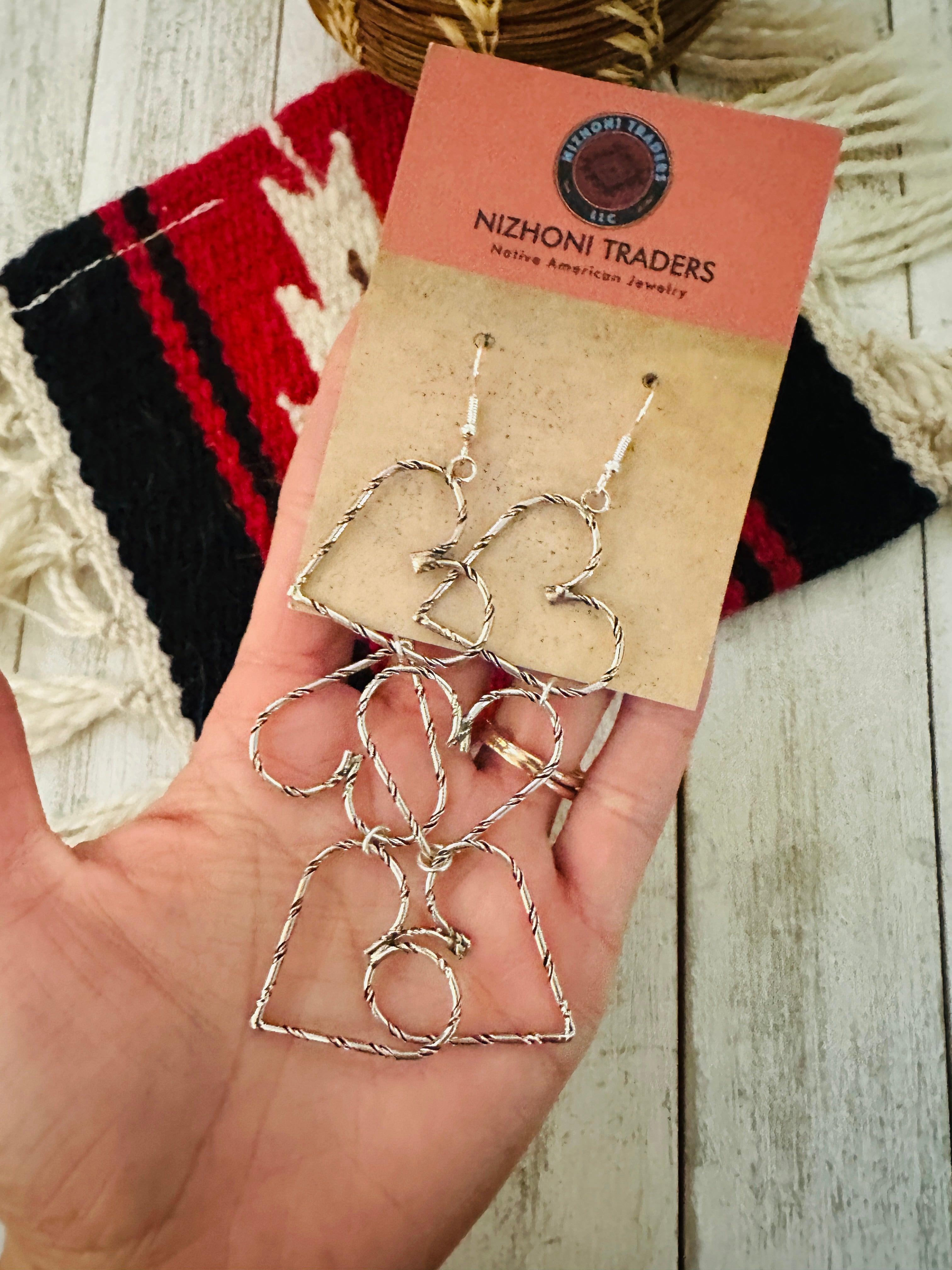 Navajo Sterling Silver Heart Dangle Earrings