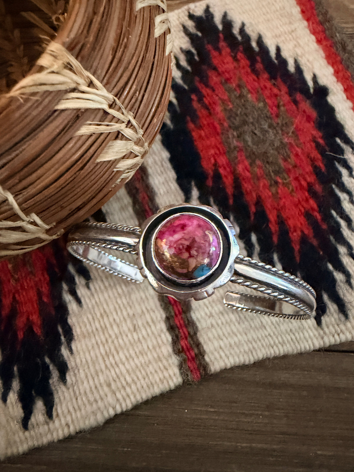 Handcrafted Pink Dream Mojave & Sterling Silver Cuff Bracelet