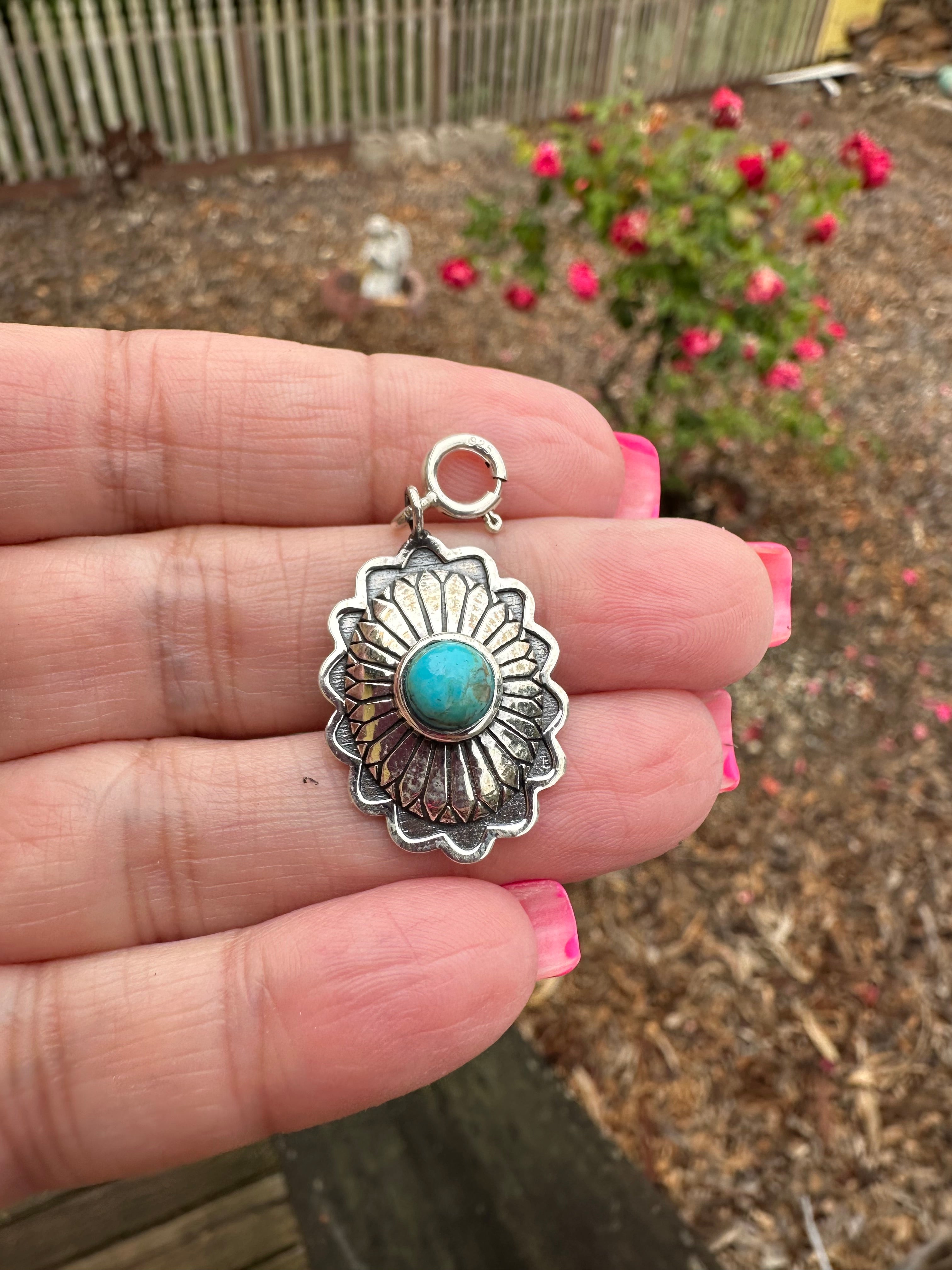 Sterling Silver and Turquoise Concho Charm