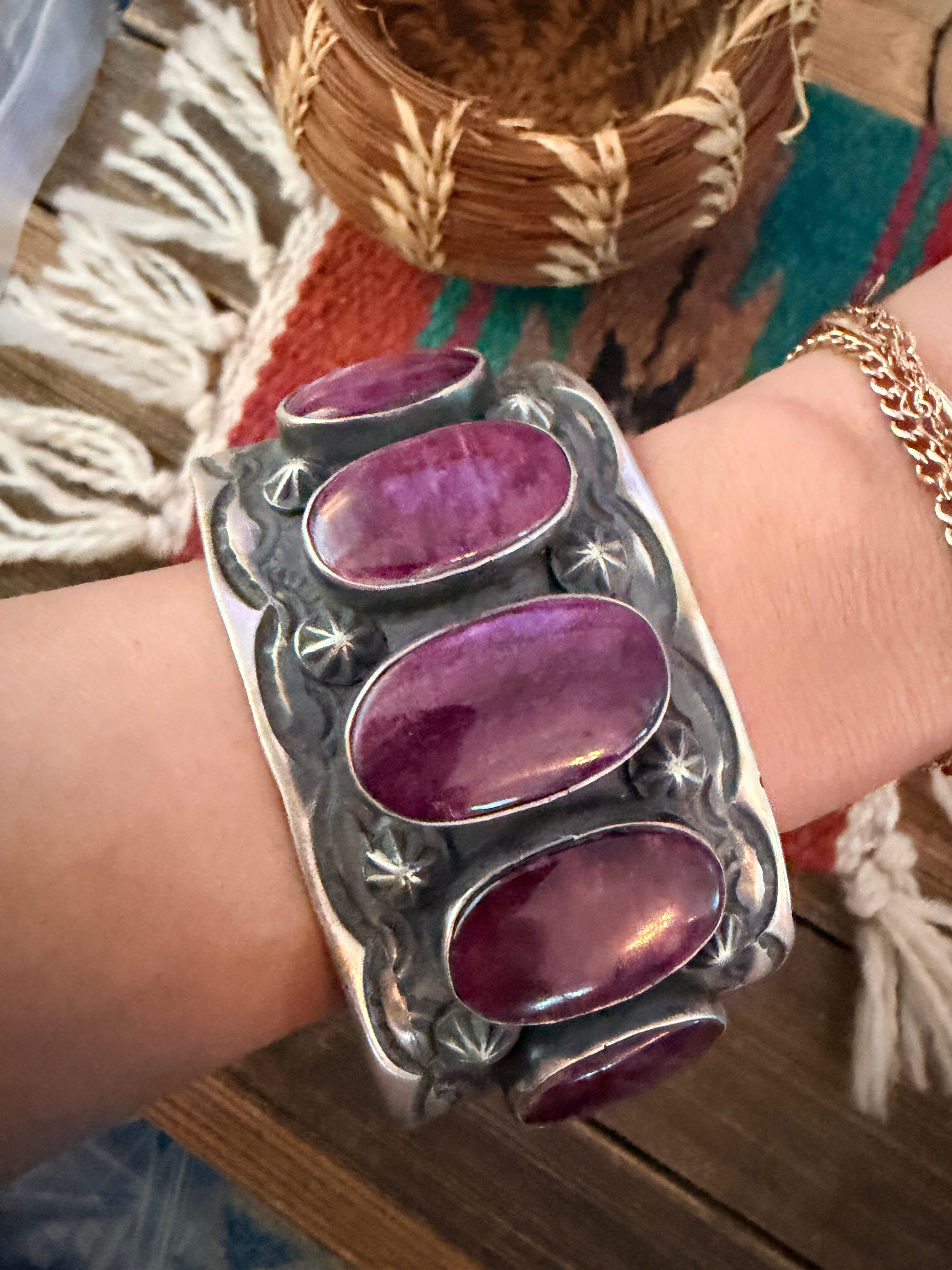 Handcrafted Purple Spiny & Sterling Silver Cuff Bracelet by Chimney Butte