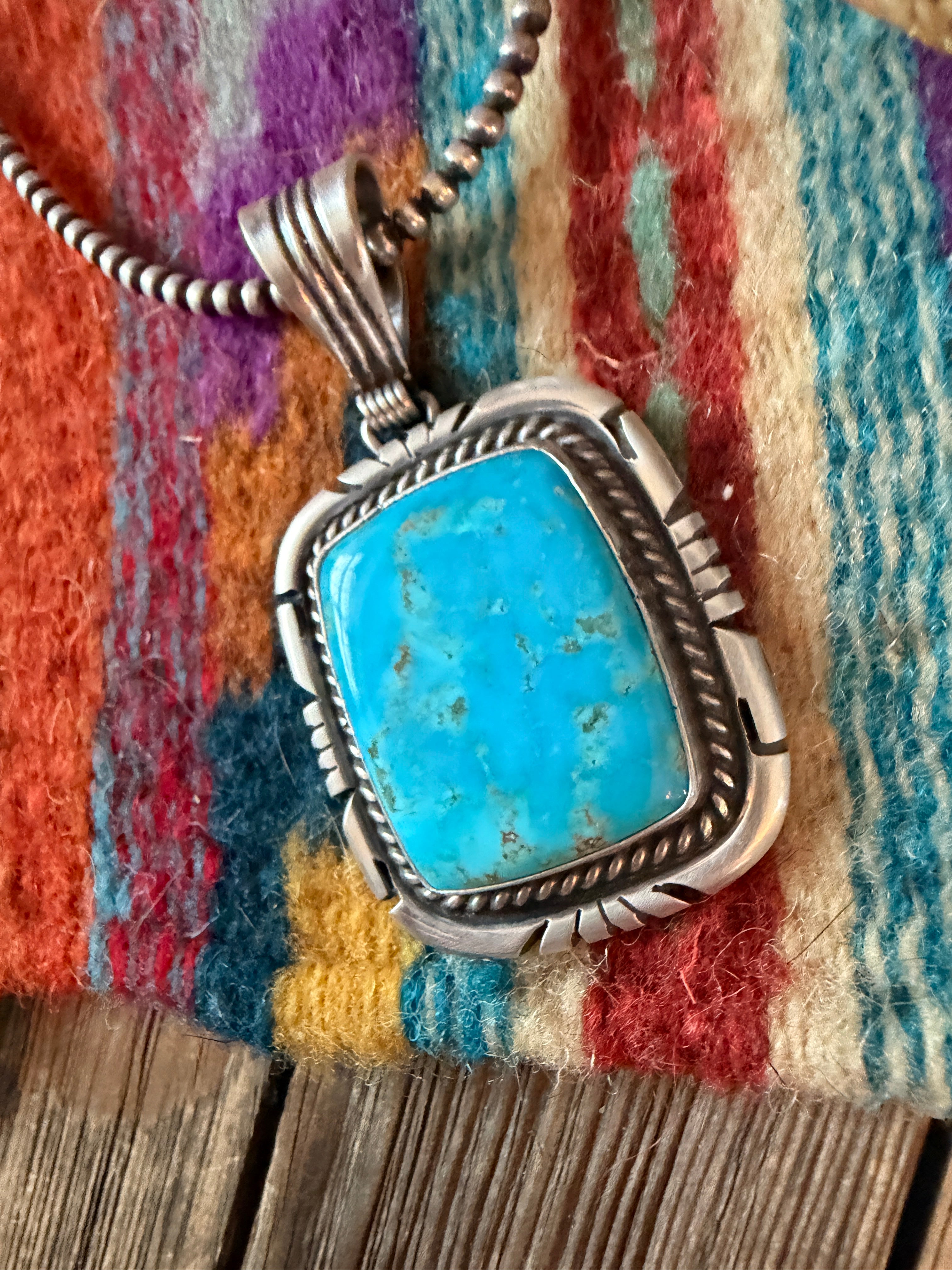 Handcrafted Sterling Silver & Turquoise Pendant by Jon McCray