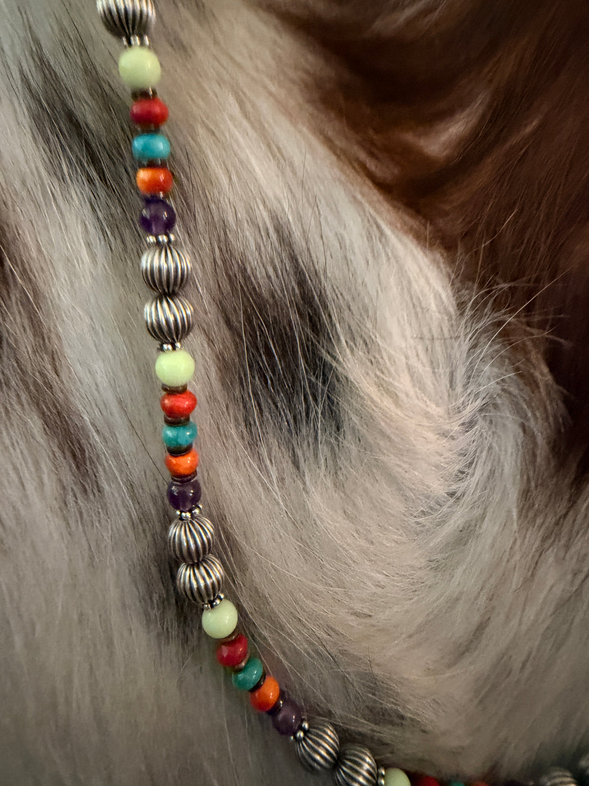 Handcrafted Multi Stone & Sterling Silver 18” Beaded Necklace