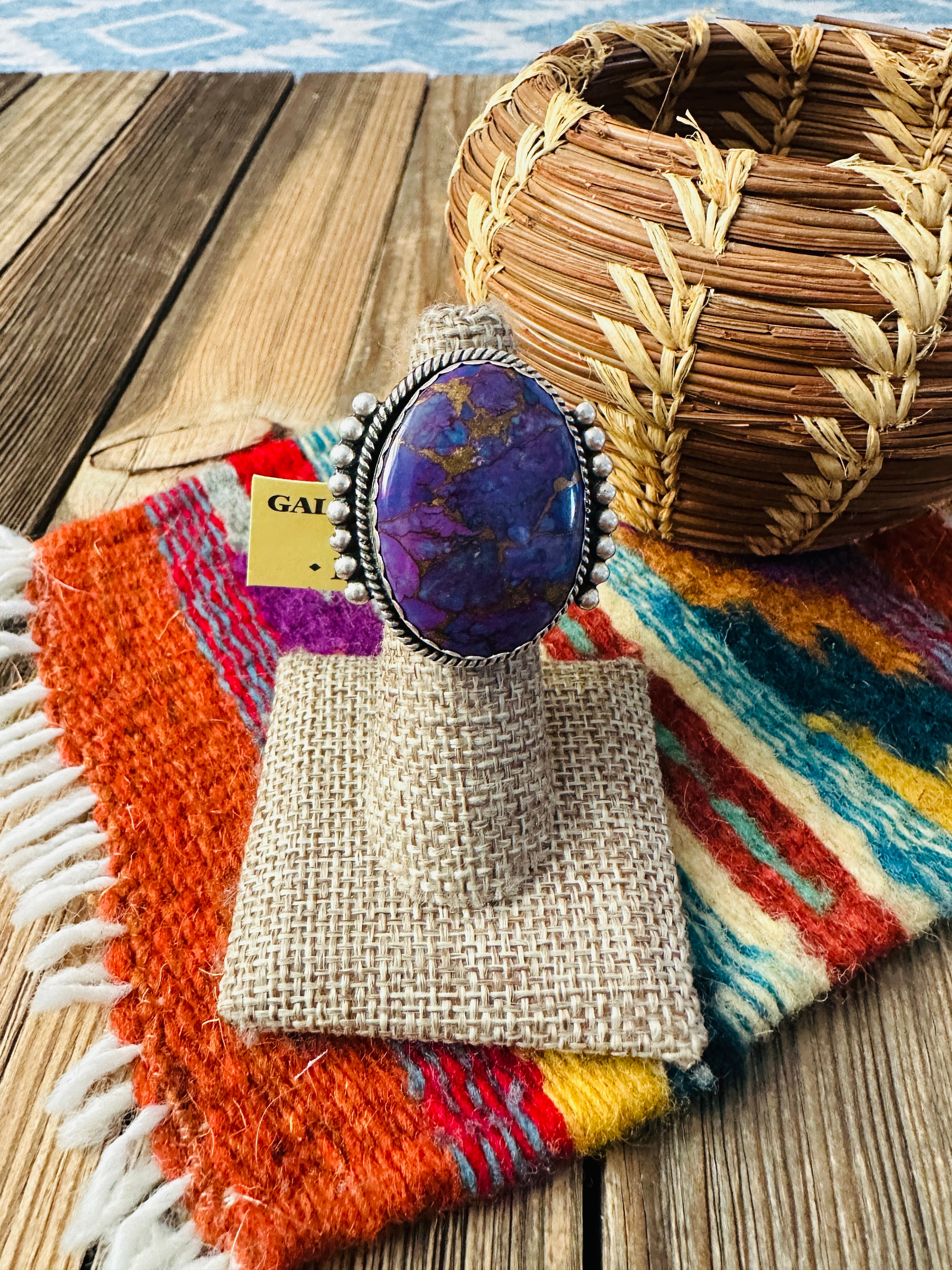 Old Pawn Handcrafted Purple Mojave & Sterling Silver Ring Size 7