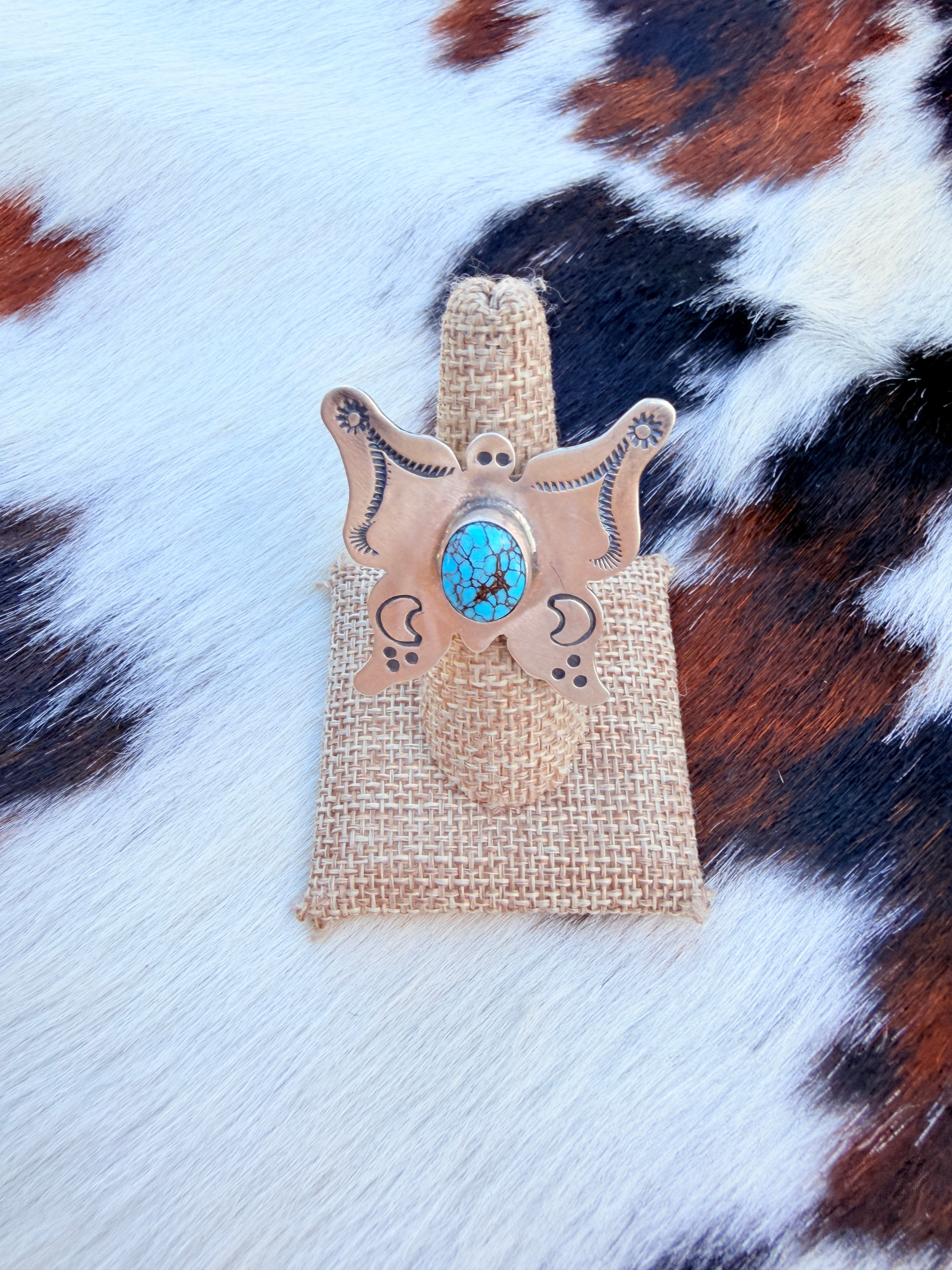 Handcrafted Turquoise & Sterling Silver Adjustable Butterfly Ring