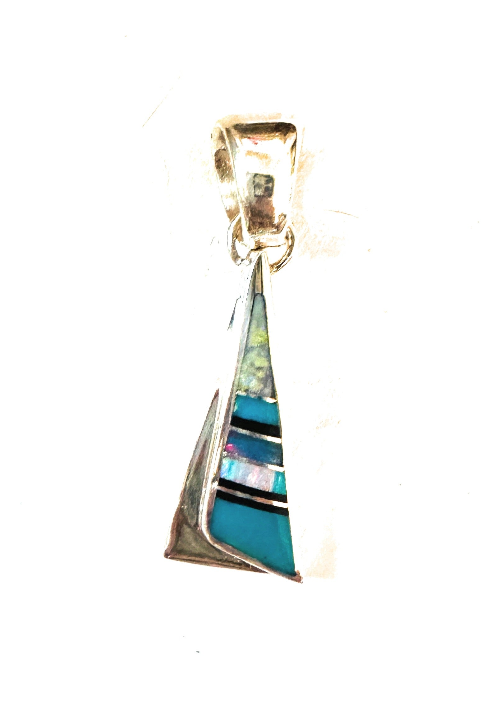 Navajo Multi Stone & Sterling Silver Inlay Pendant