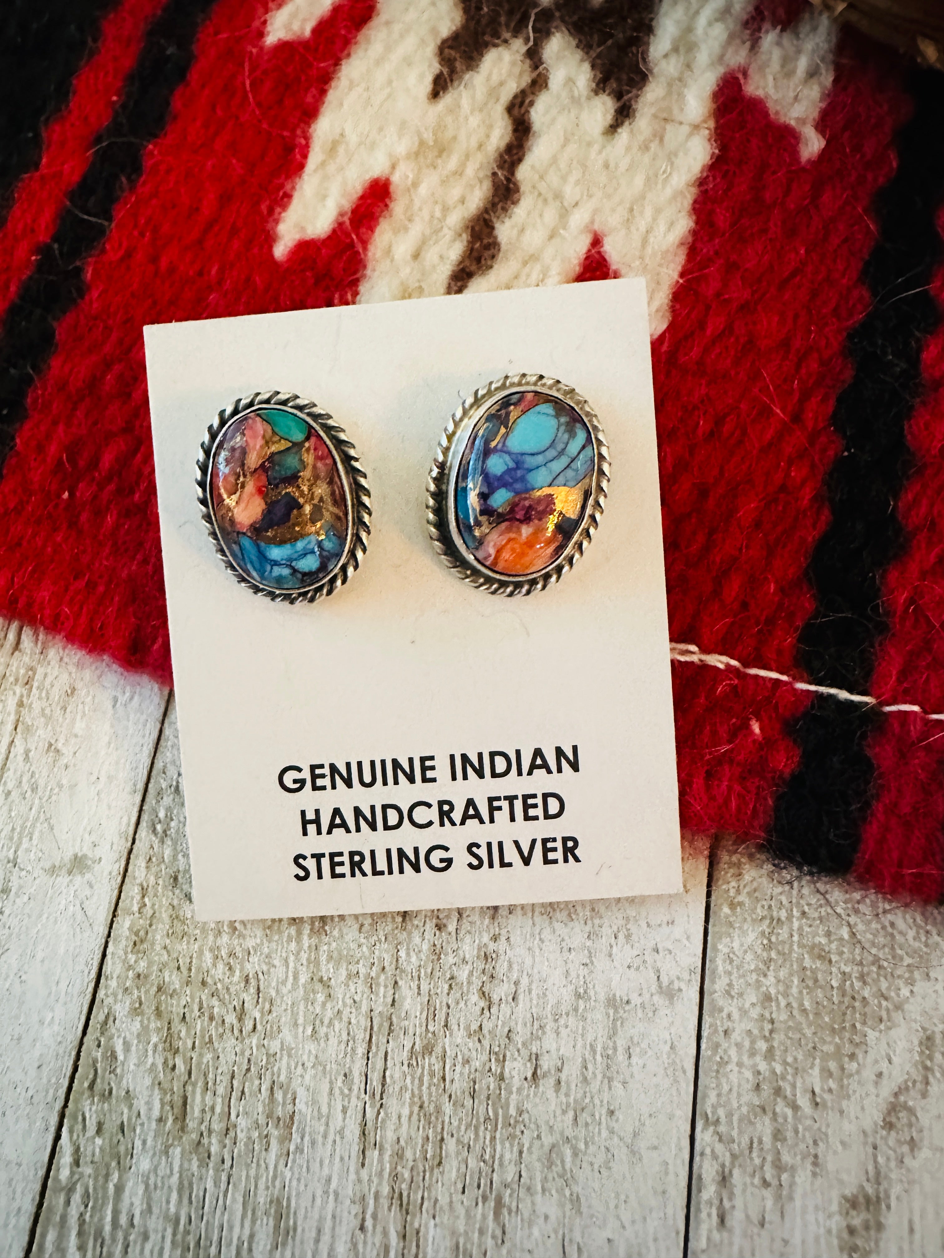 Navajo Sterling Silver & Pink Dream Mojave Stud Earrings