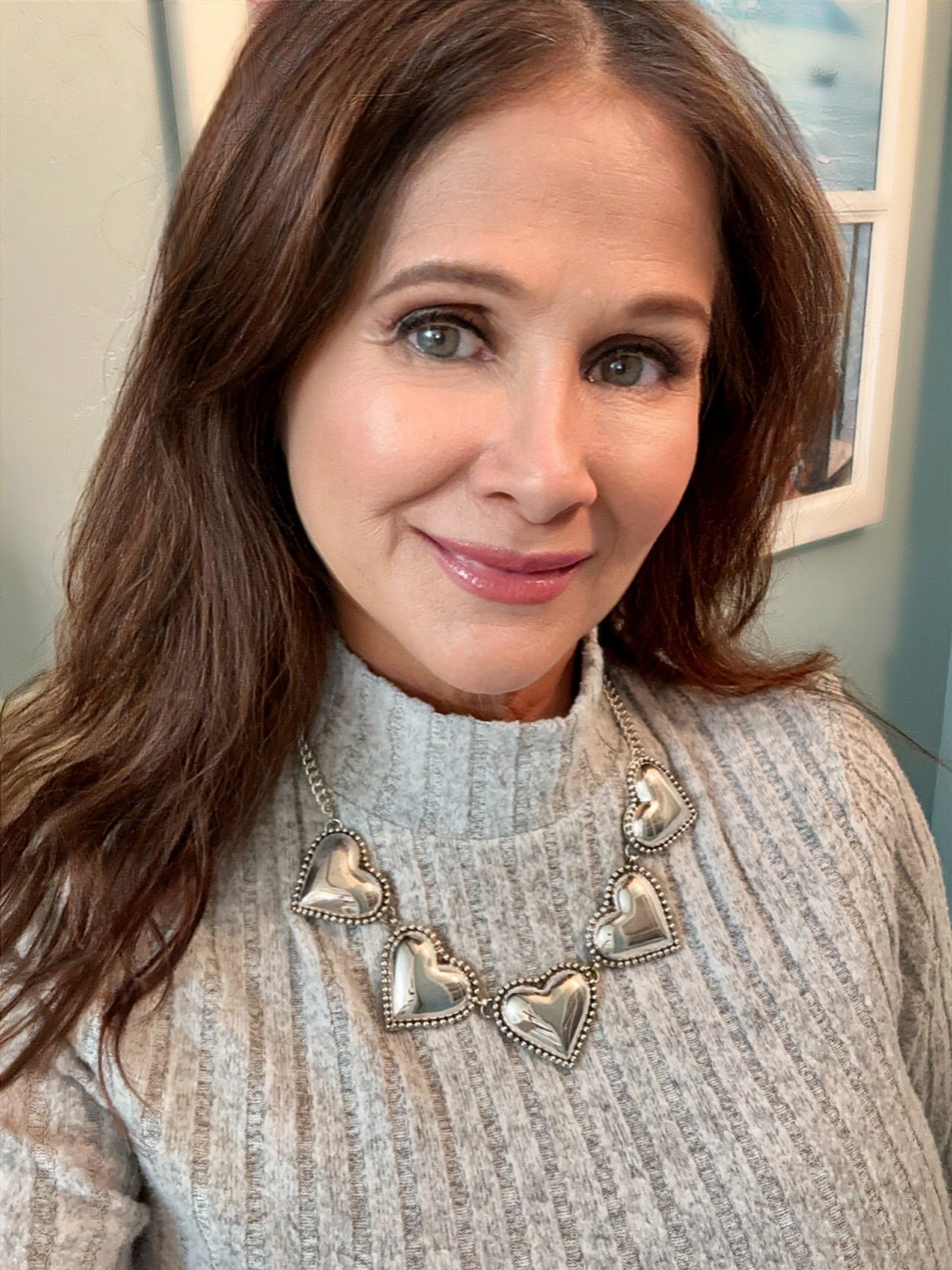 Silver-Plated Brass Five Heart Necklace