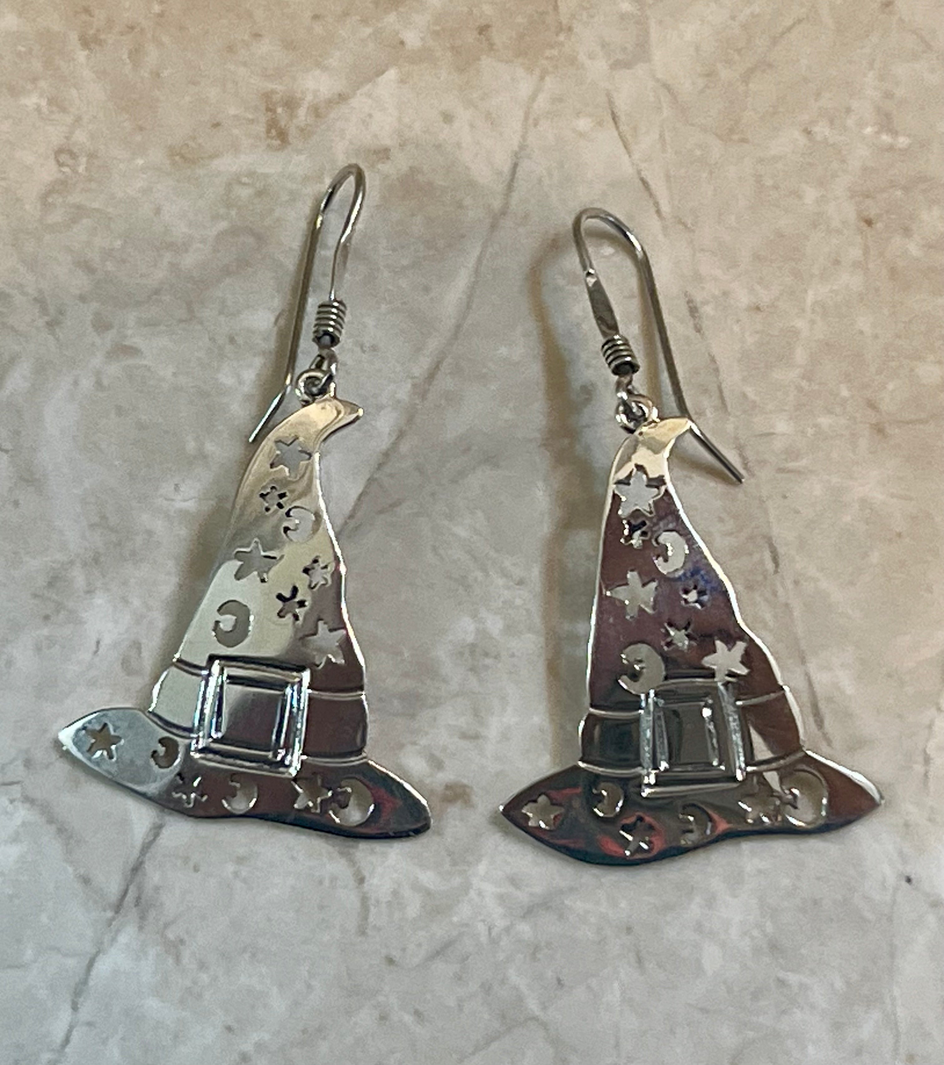 Witch’s Hat on Hook Sterling Silver Earrings