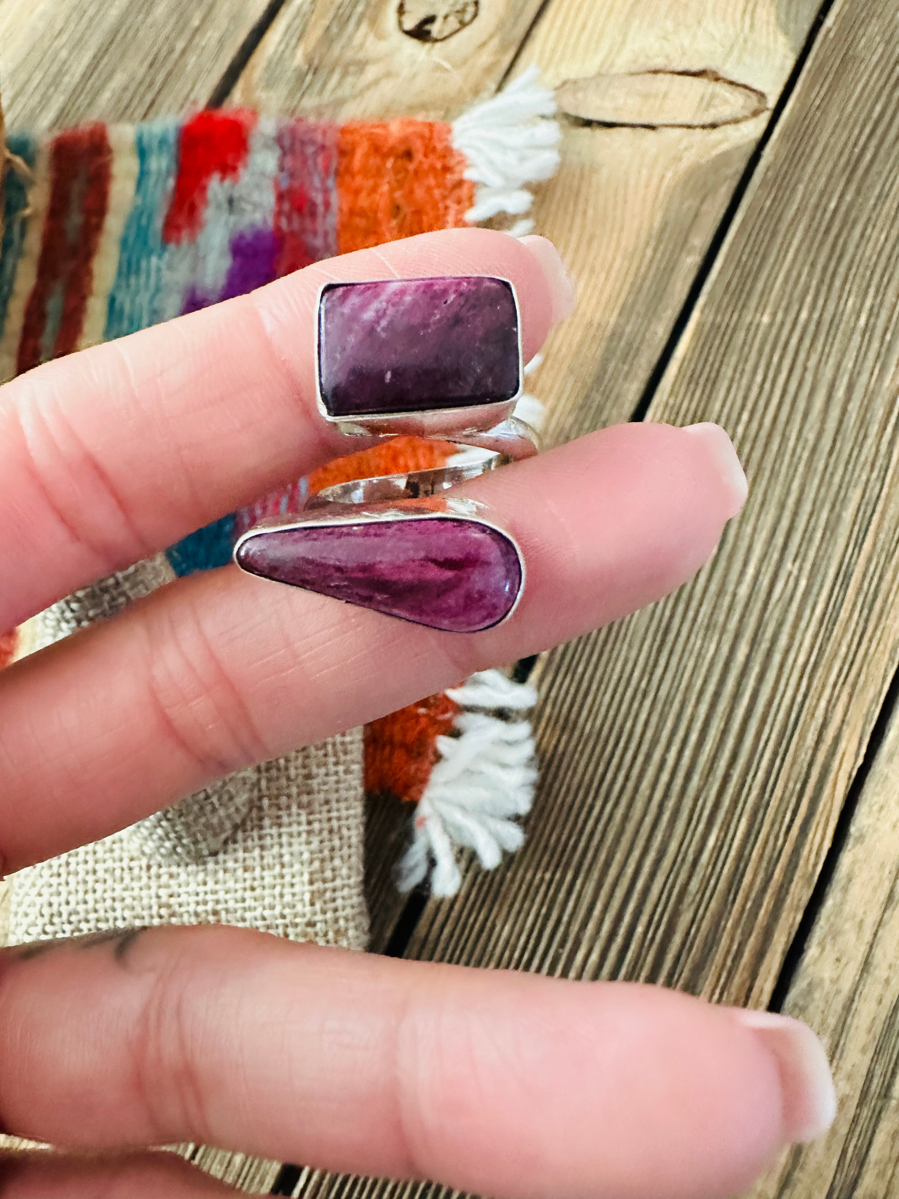 Handcrafted Purple Spiny Oyster & Sterling Silver Adjustable Ring