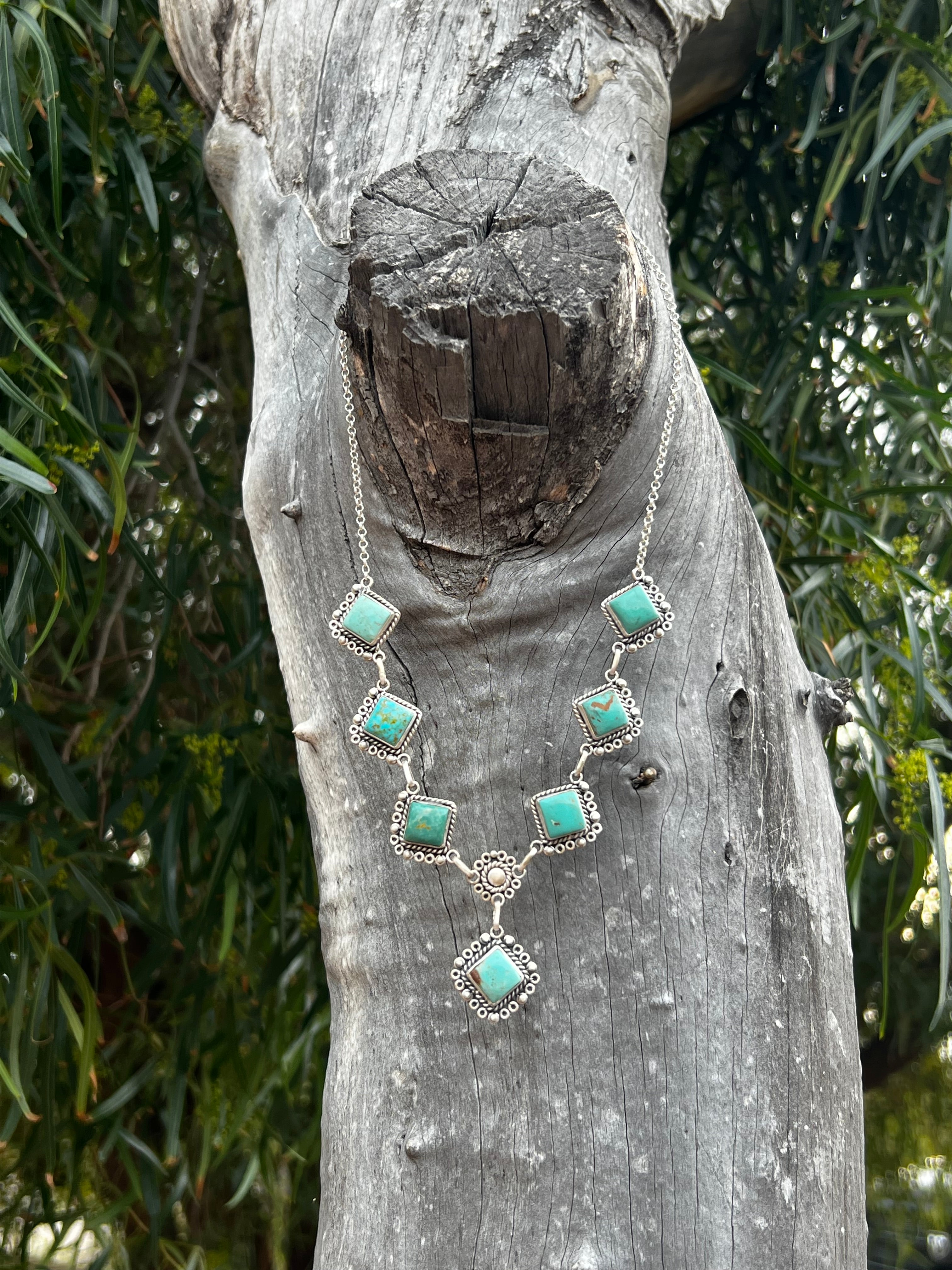 Handmade Sterling Silver & Turquoise Drop Necklace