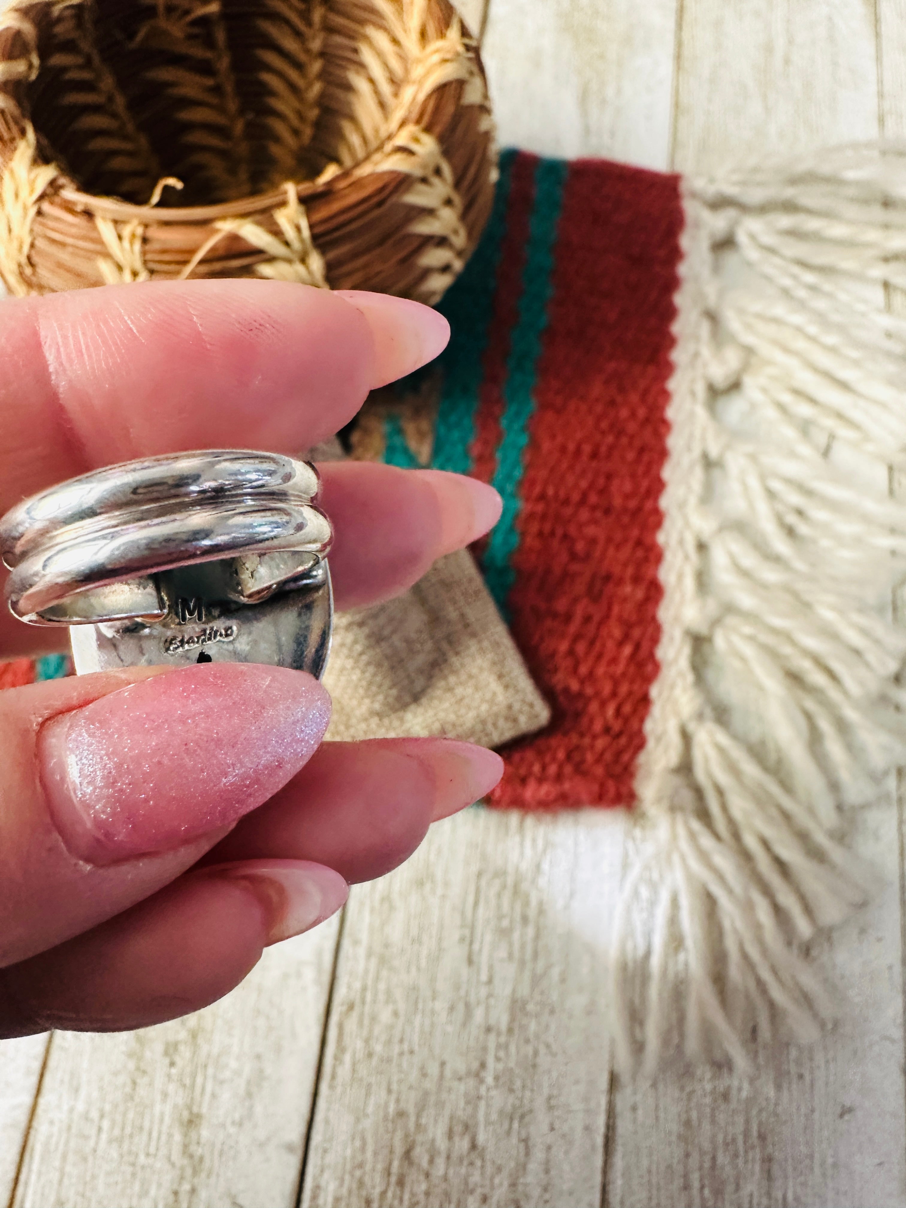 Handcrafted Palomino Turquoise & Sterling Silver Ring size 7.5