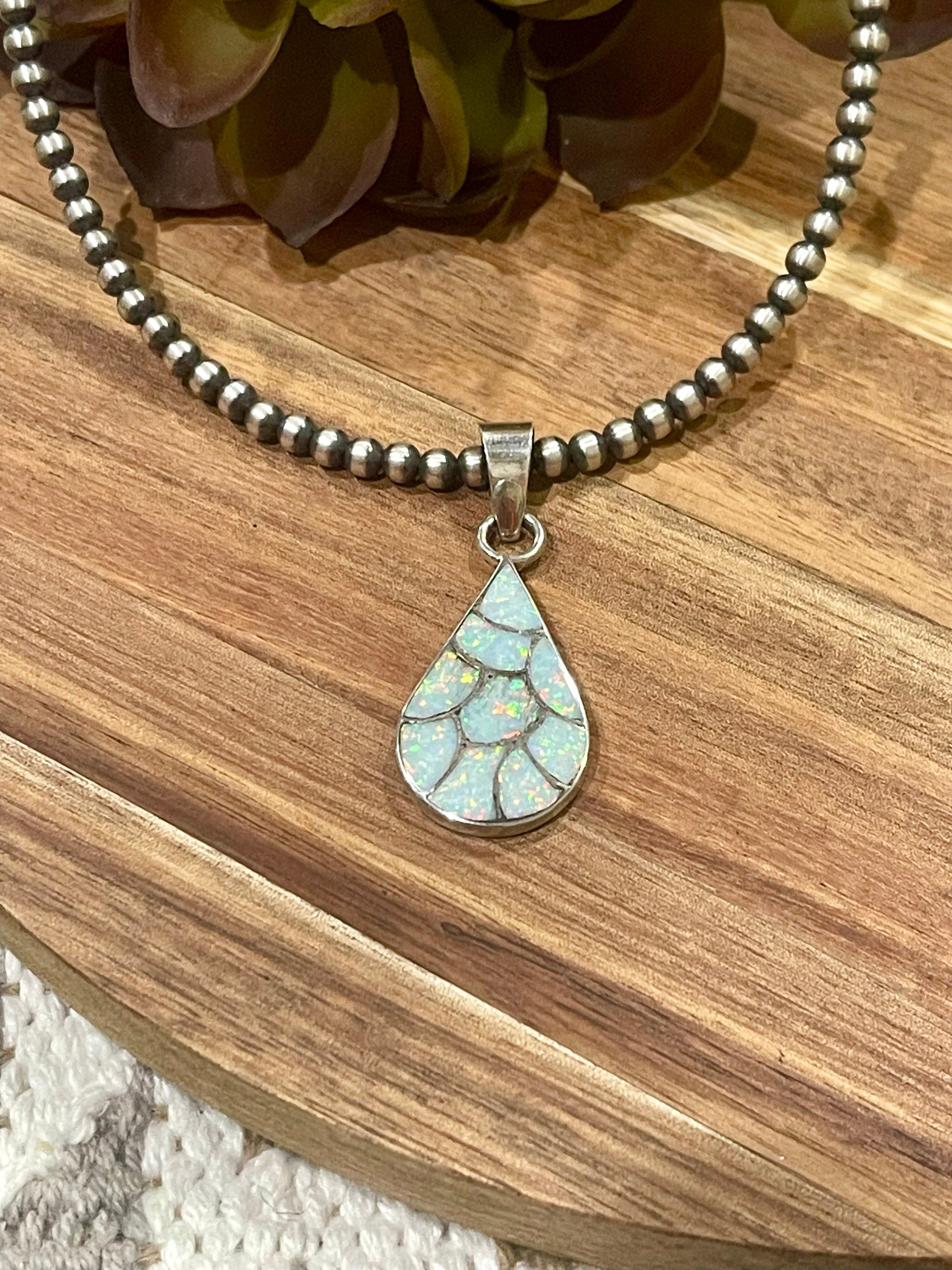 Navajo Sterling Silver & Opal Inlay Pendant