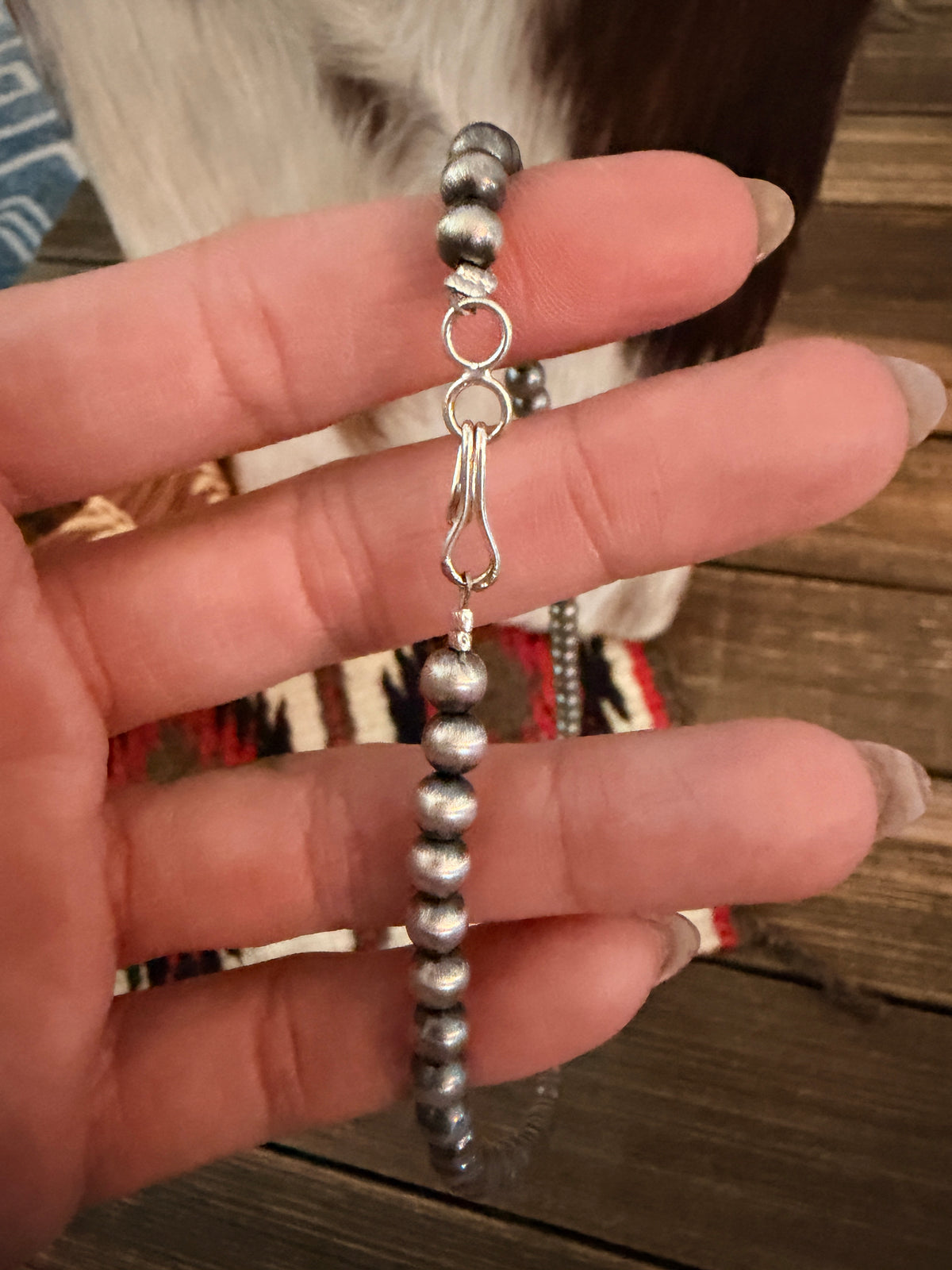 Handcrafted Turquoise & Sterling Silver Beaded Blossom Necklace