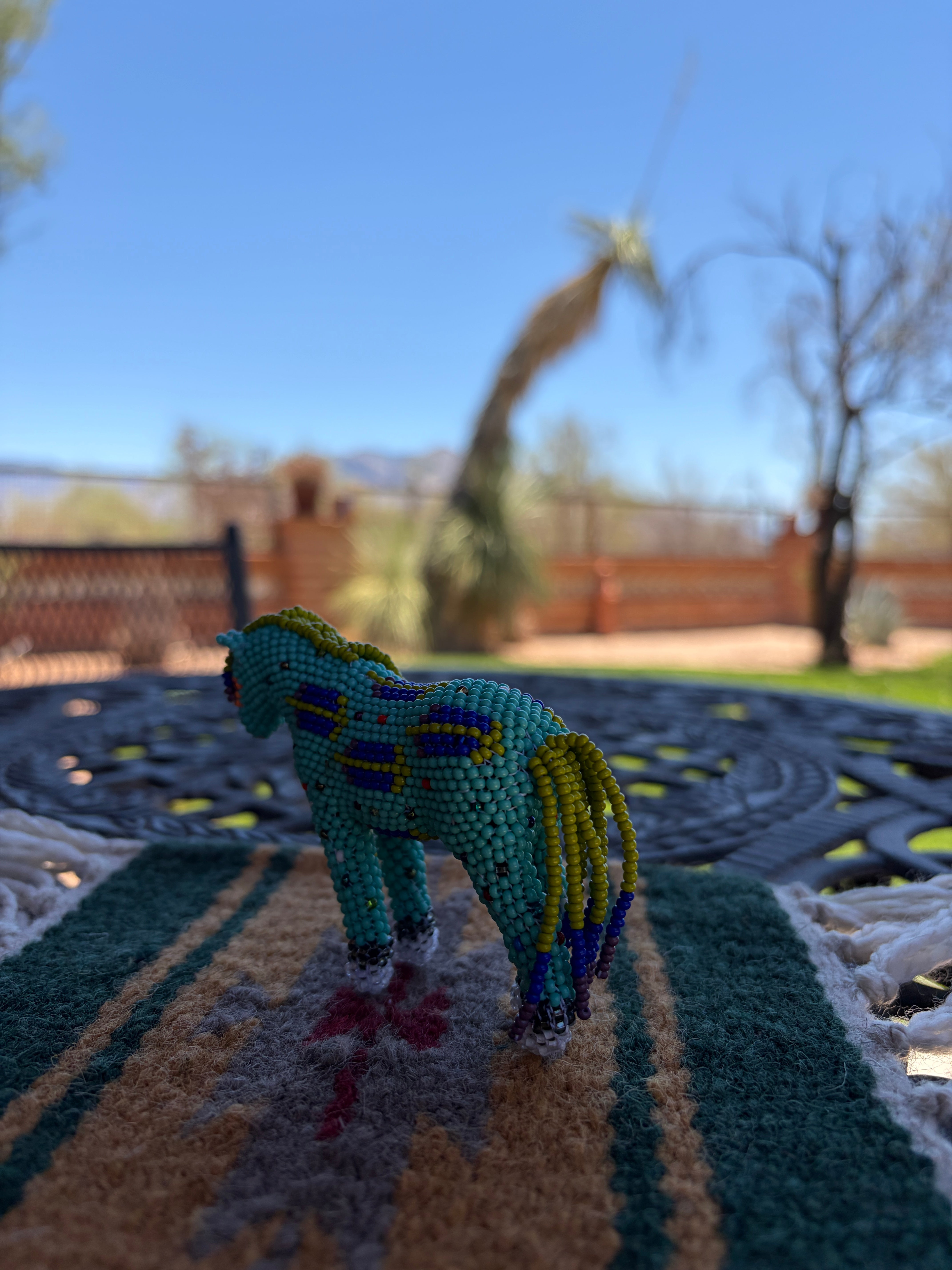Handmade Peyote Stitched Horse Figurine- Turquoise 12
