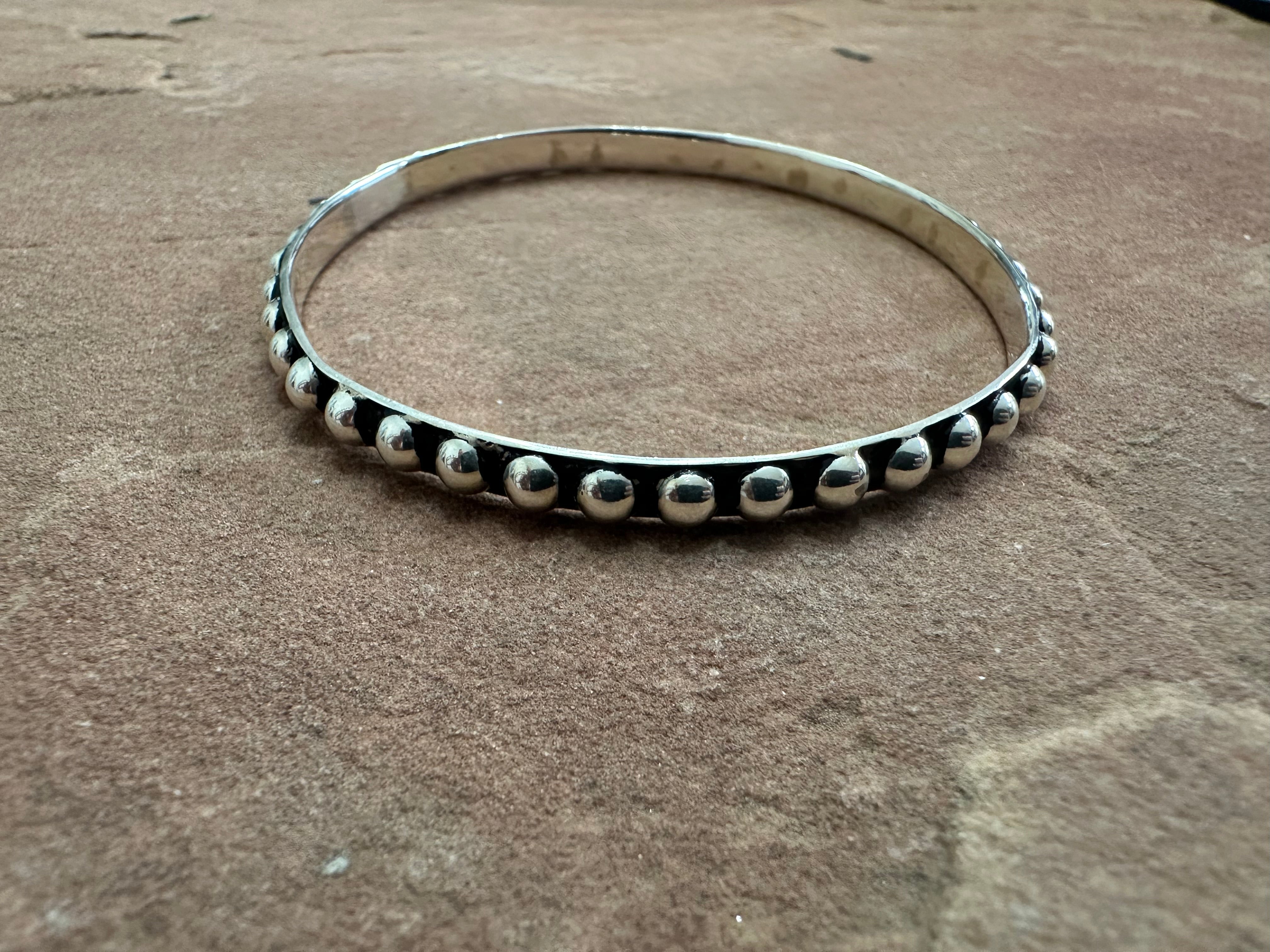 Handmade Sterling Silver Ball Bangle Bracelet