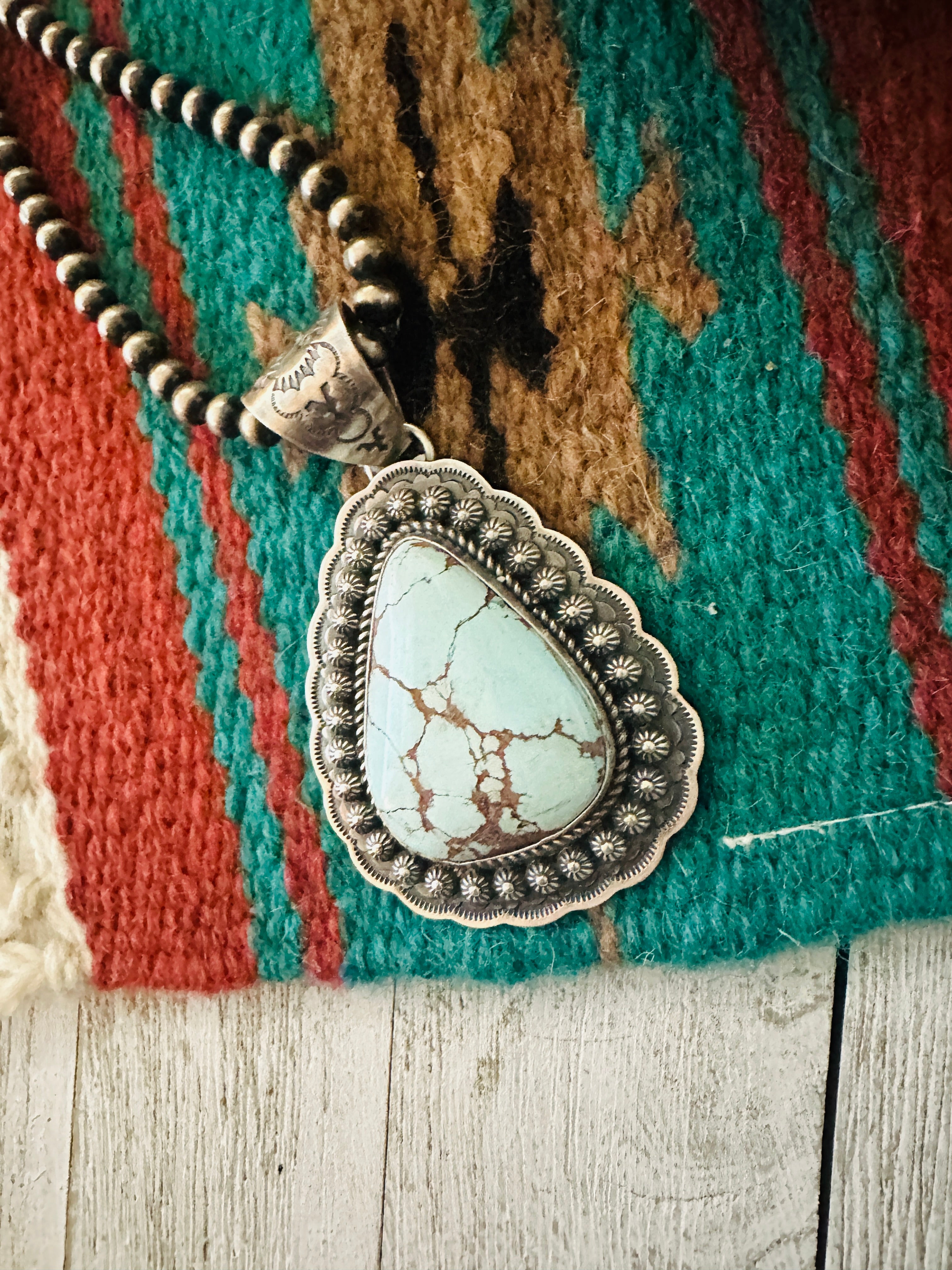 Navajo Sterling Silver & Golden Hills Turquoise Pendant