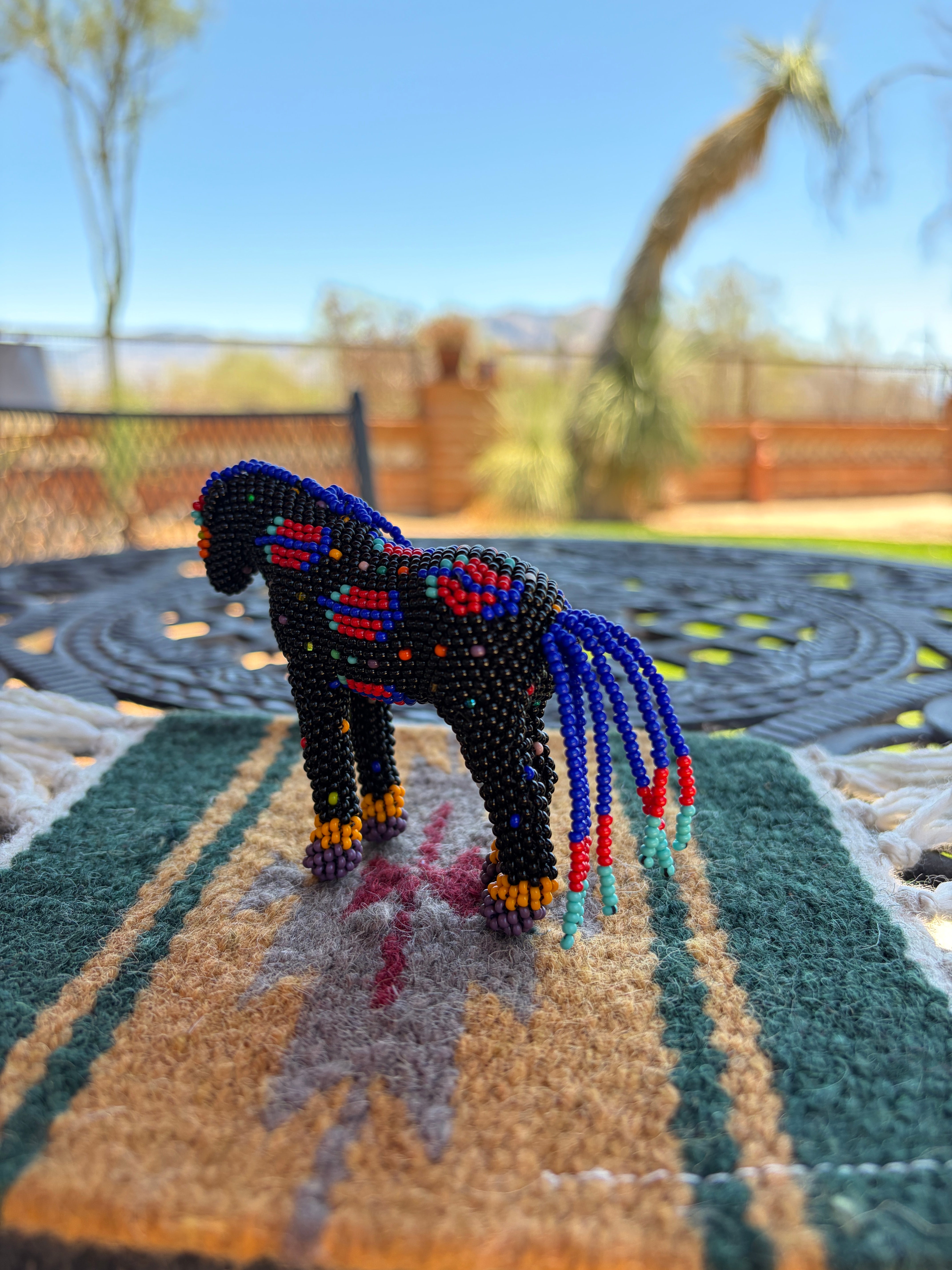 Handmade Peyote Stitched Horse Figurine- Black 15