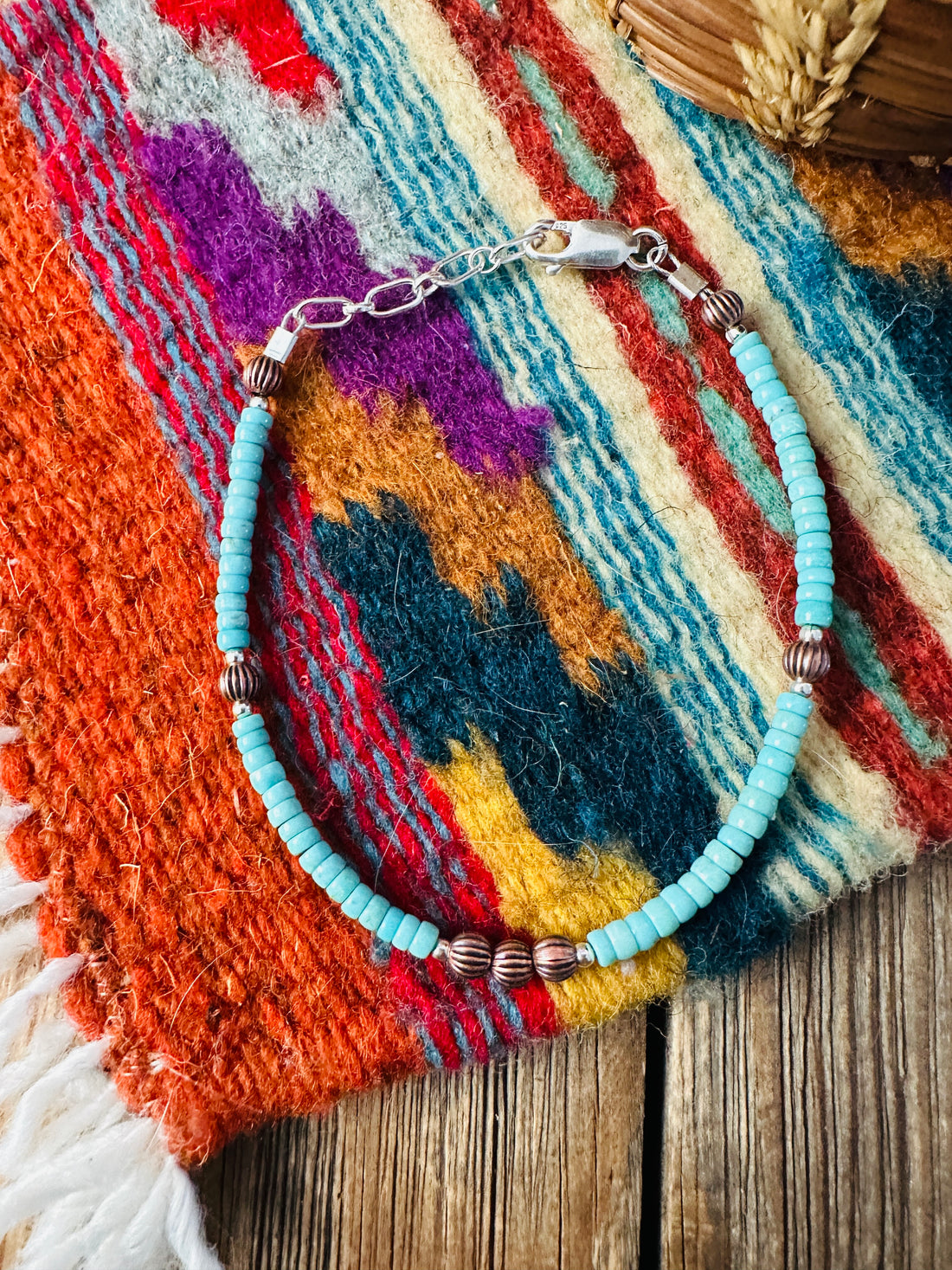 Handcrafted Turquoise & Copper Beaded Bracelet