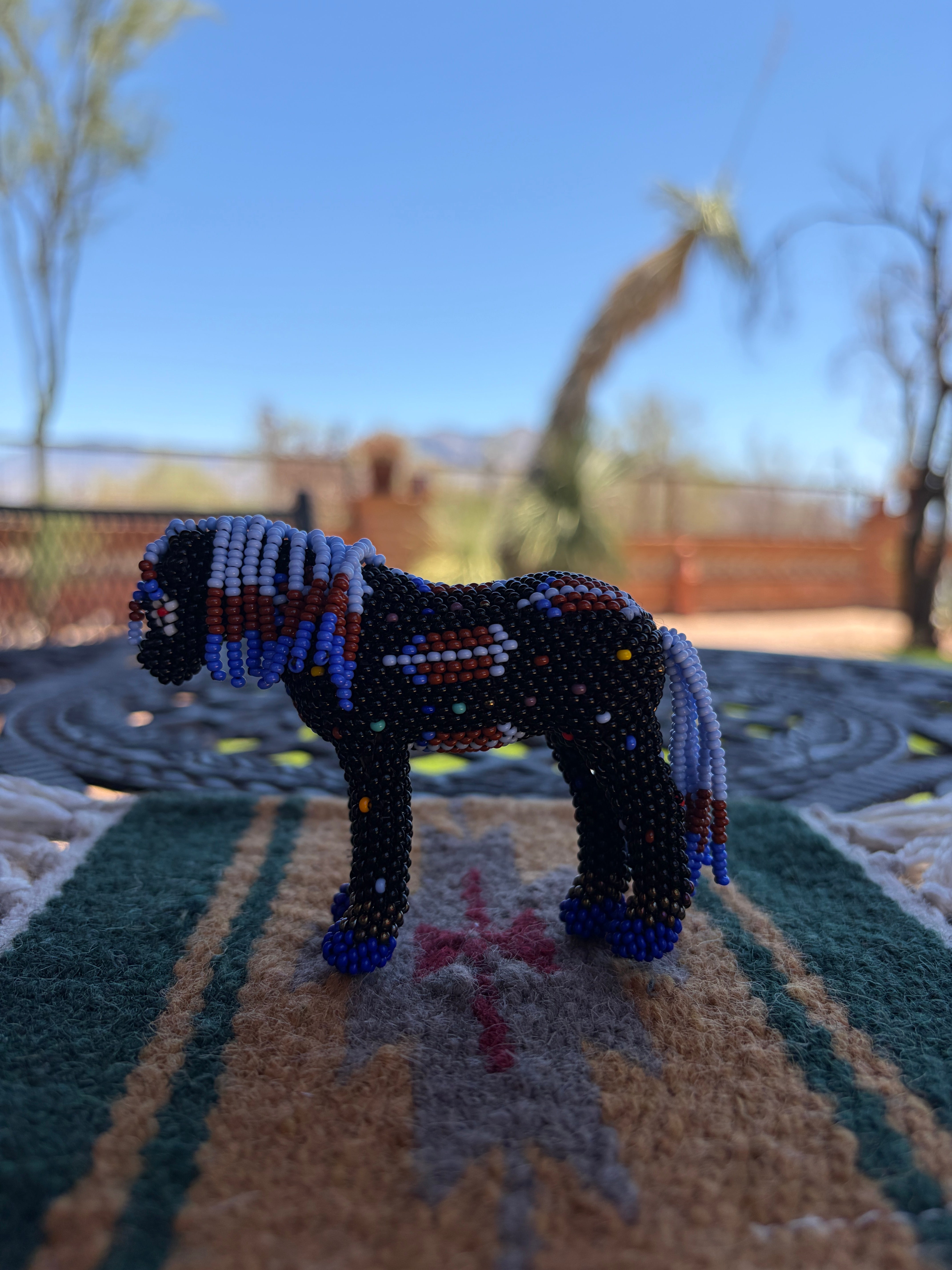 Handmade Peyote Stitched Horse Figurine- Black 14