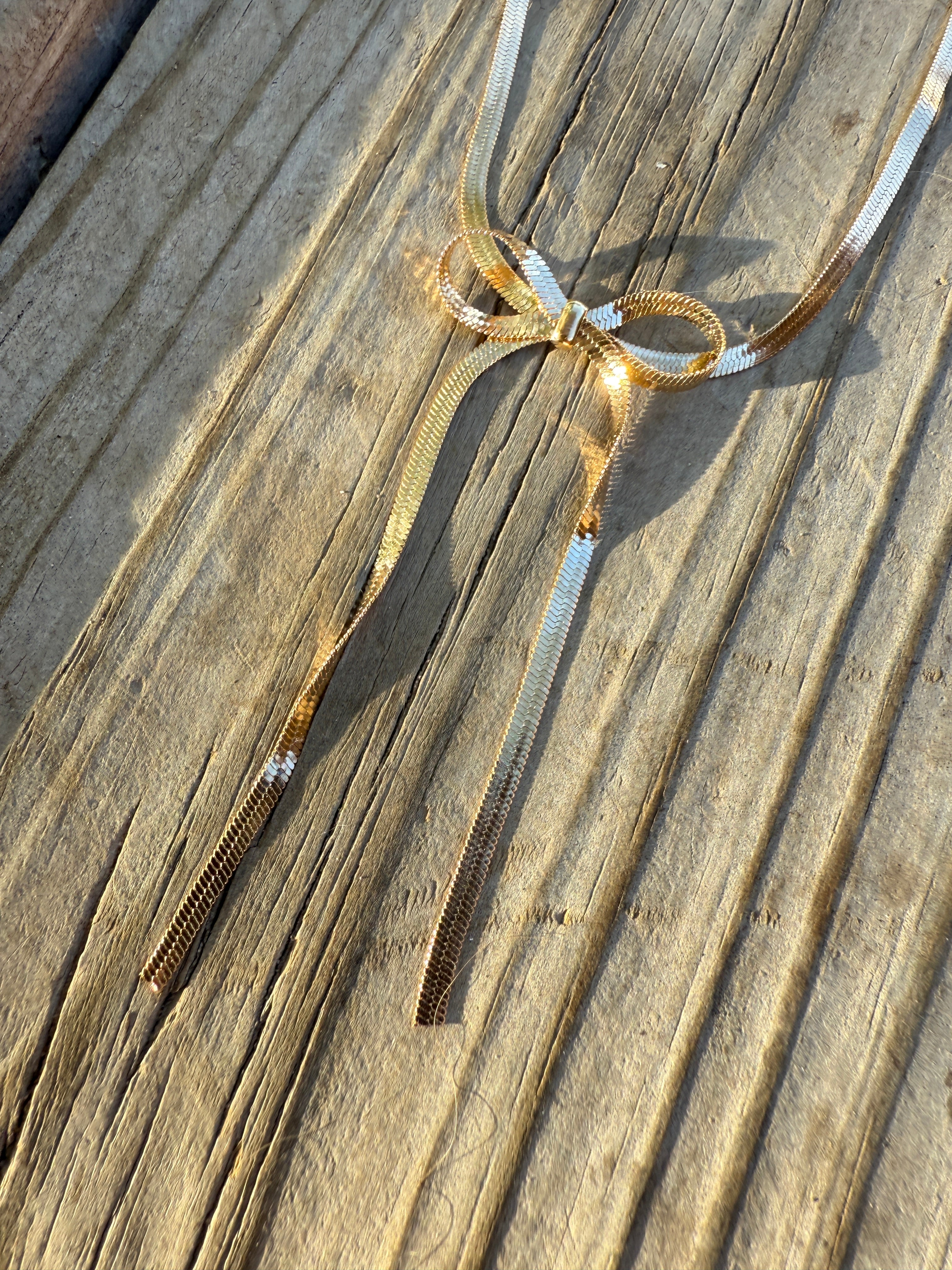 “The Golden Collection”  BOW NECKLACE Handmade Gold Plated Necklace STYLE 2