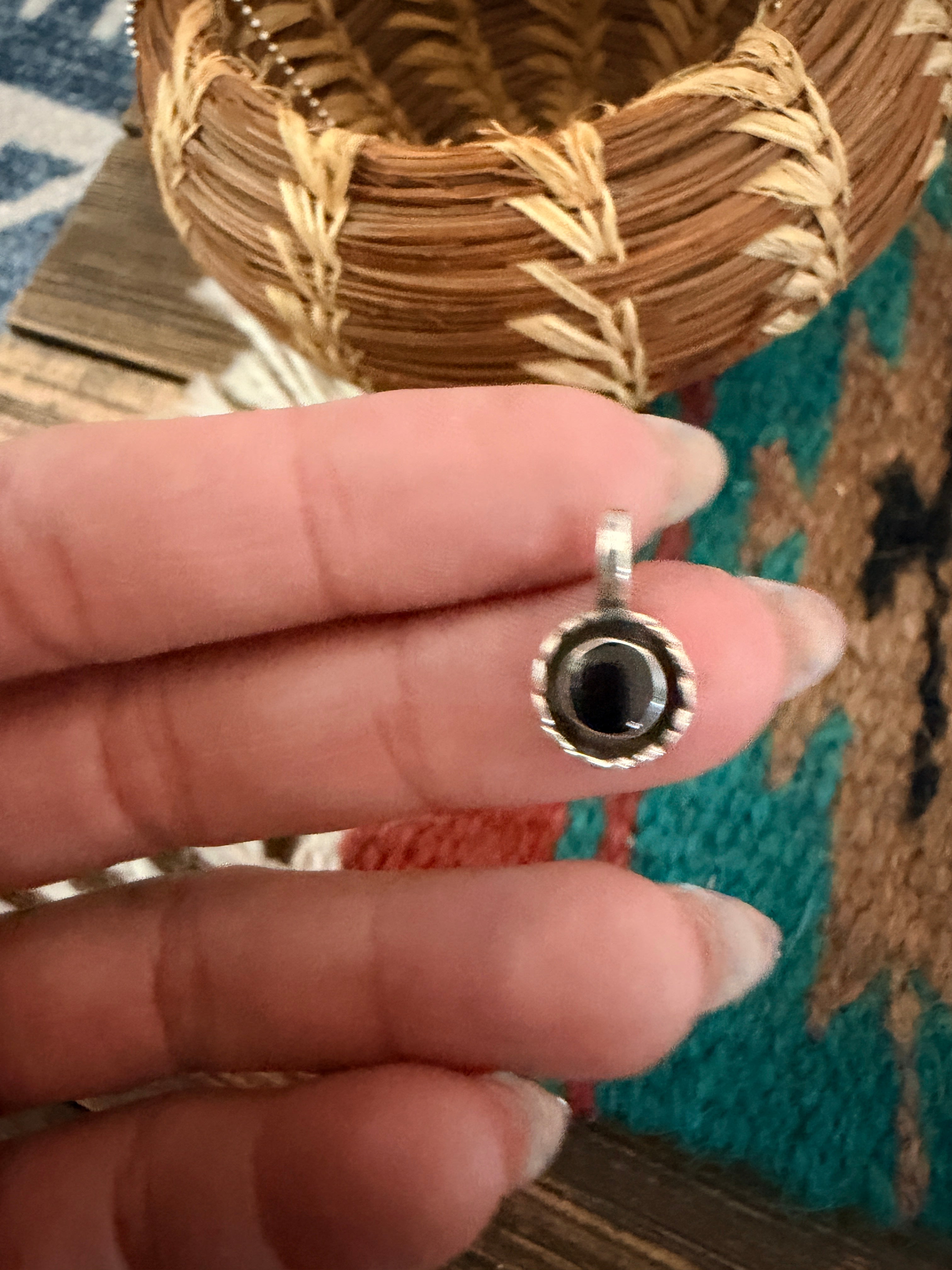 Handcrafted Sterling Silver and Black Onyx Mini Pendant