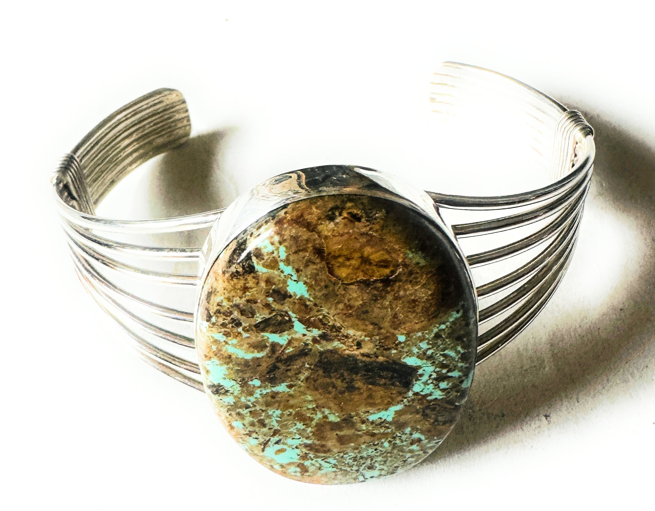 Navajo Sterling Silver & Number 8 Turquoise Cuff Bracelet