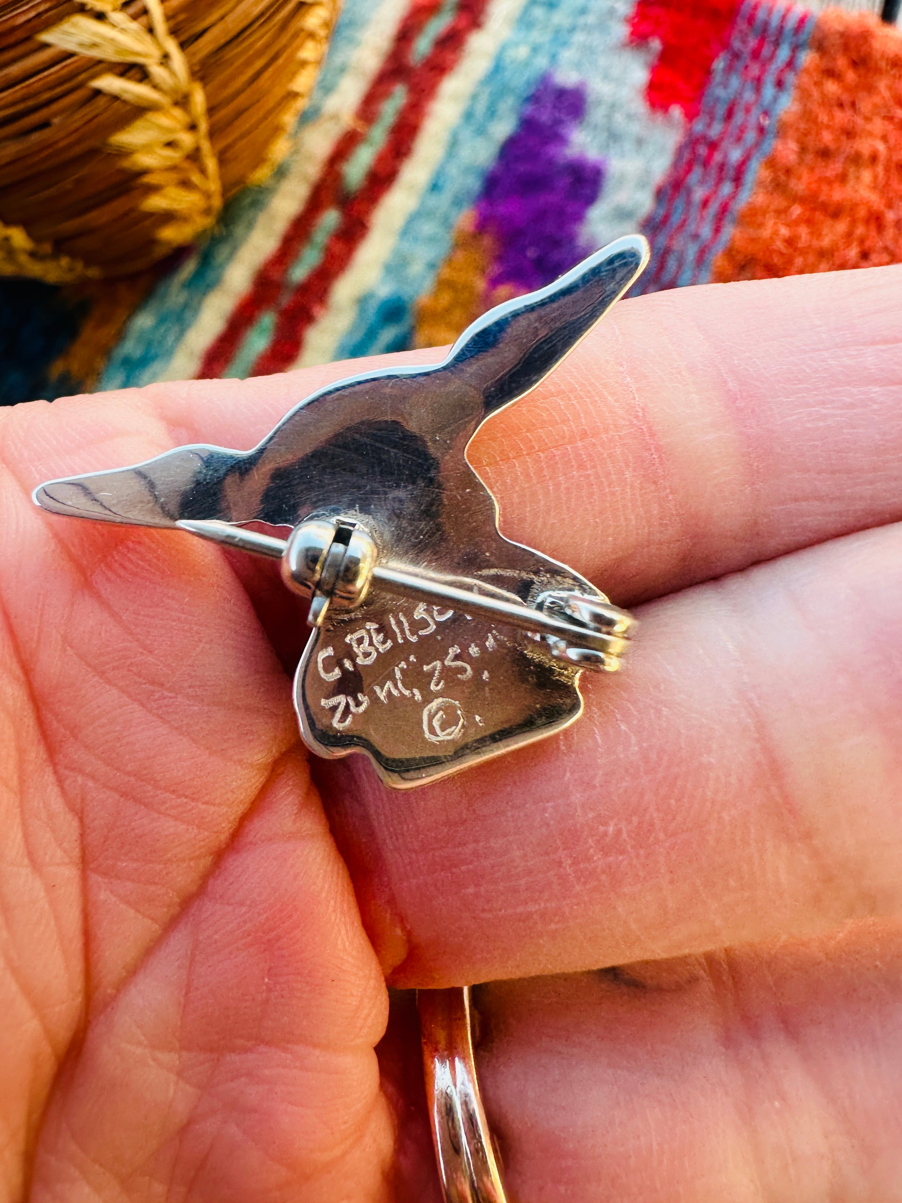 Handcrafted Sterling Silver and Multi Stone Character Brooch