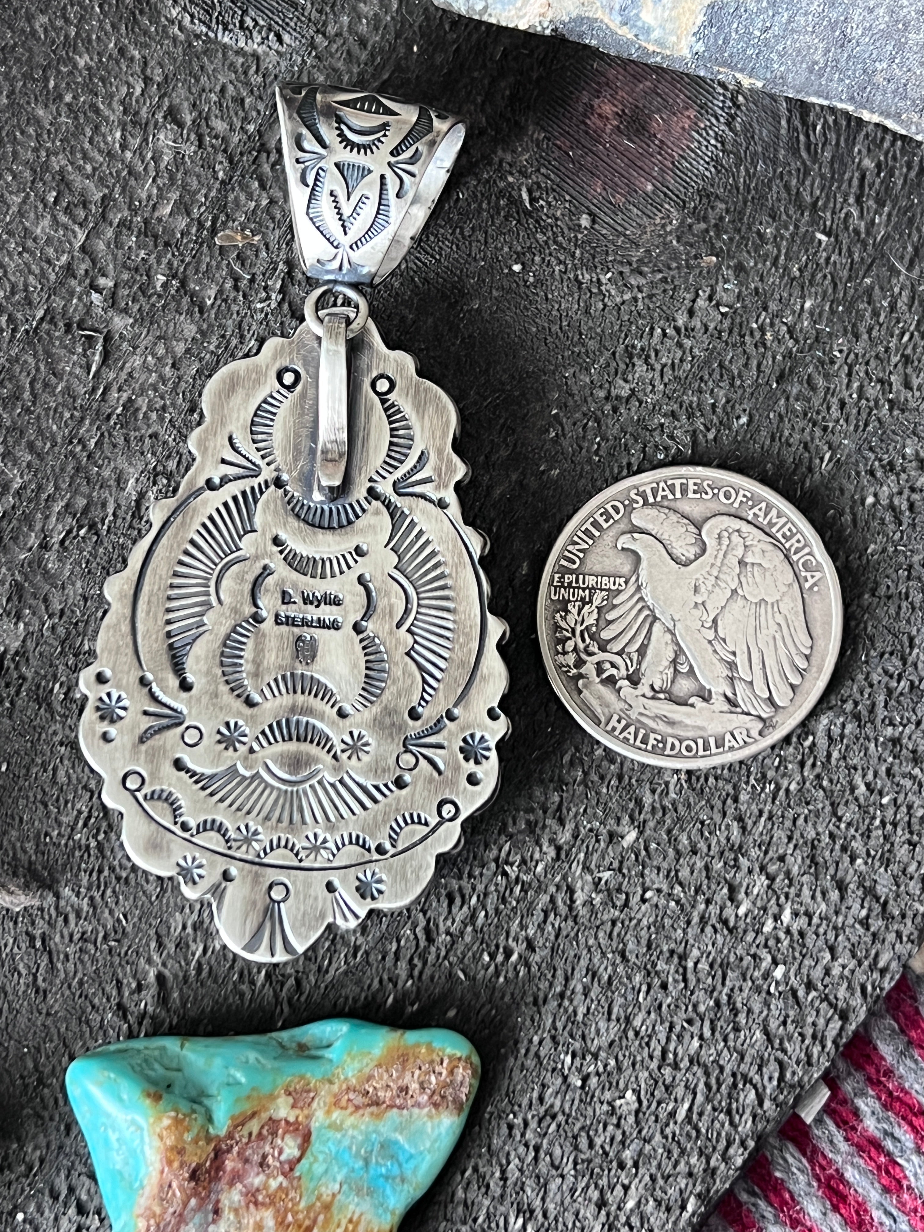 Diane Wylie Sterling Silver, Royston Ribbon & Sonoran Mountain Turquoise Cluster Pendants