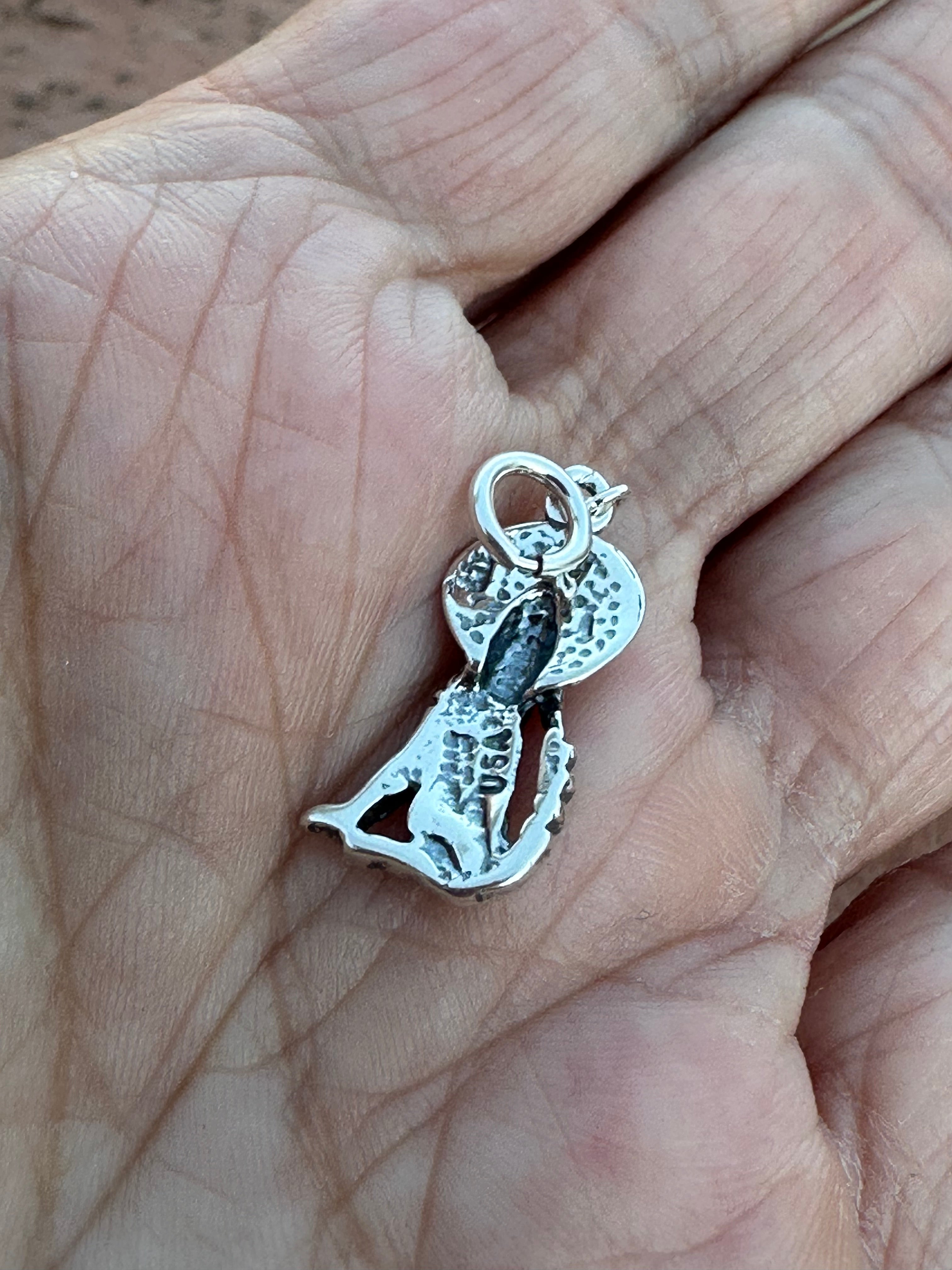 Navajo Crafted Sterling Silver Howling Coyote Charm