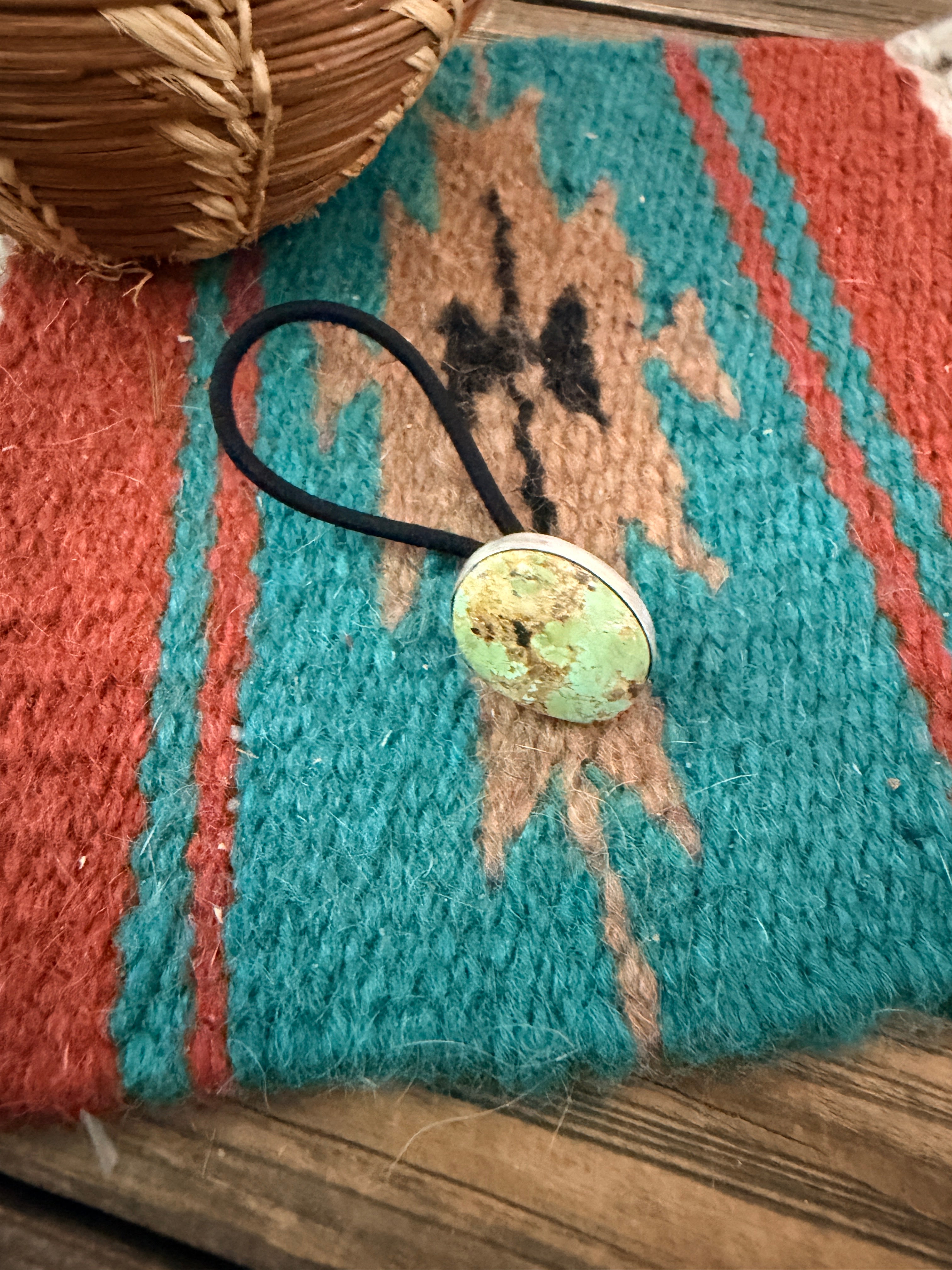 Handcrafted Turquoise & Sterling Silver Hair Tie Charm
