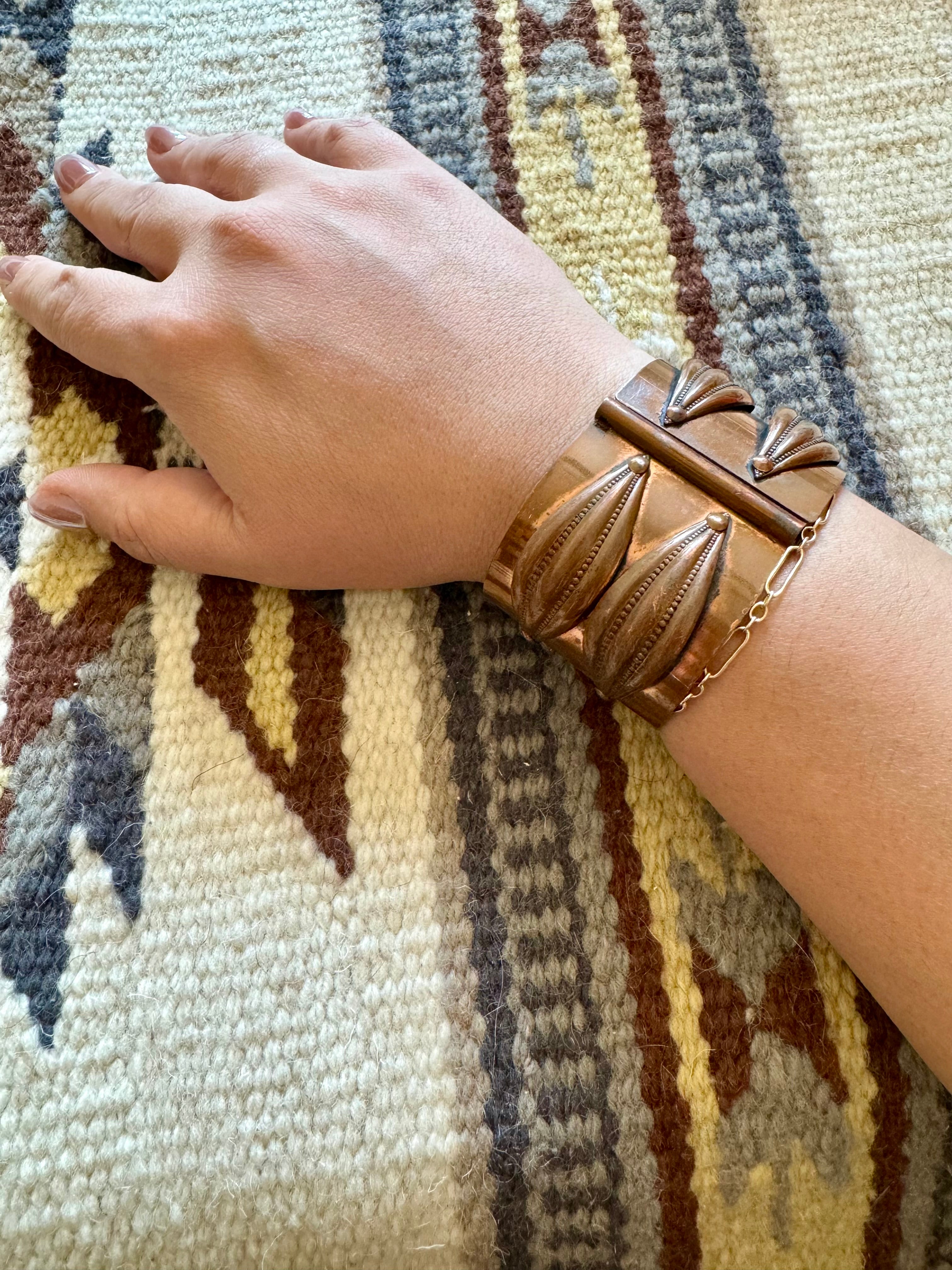 Vintage Handmade Copper Spring Cuff Bracelet