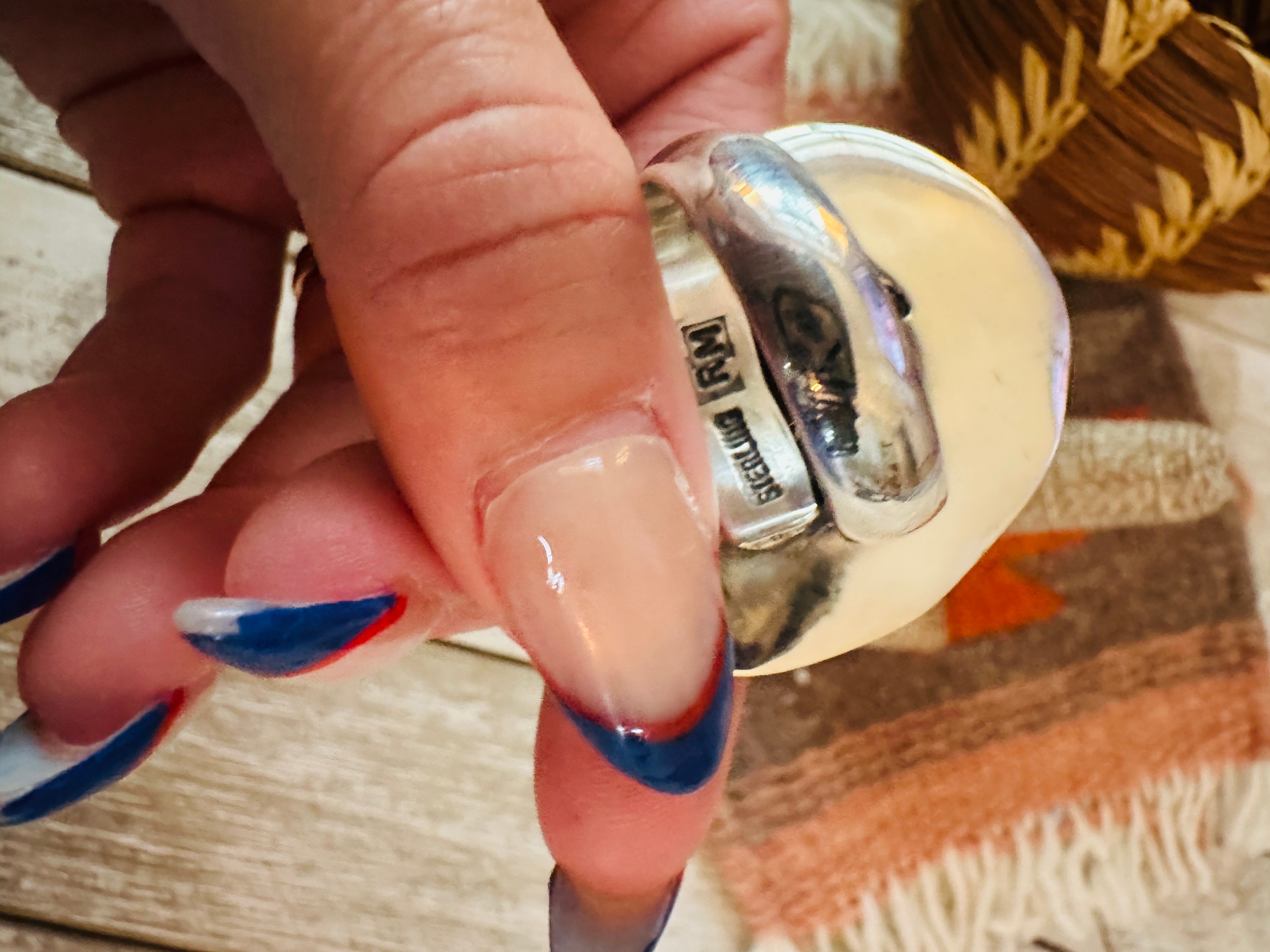 Handcrafted Turquoise and Sterling Silver Cowboy Hat Adjustable Ring