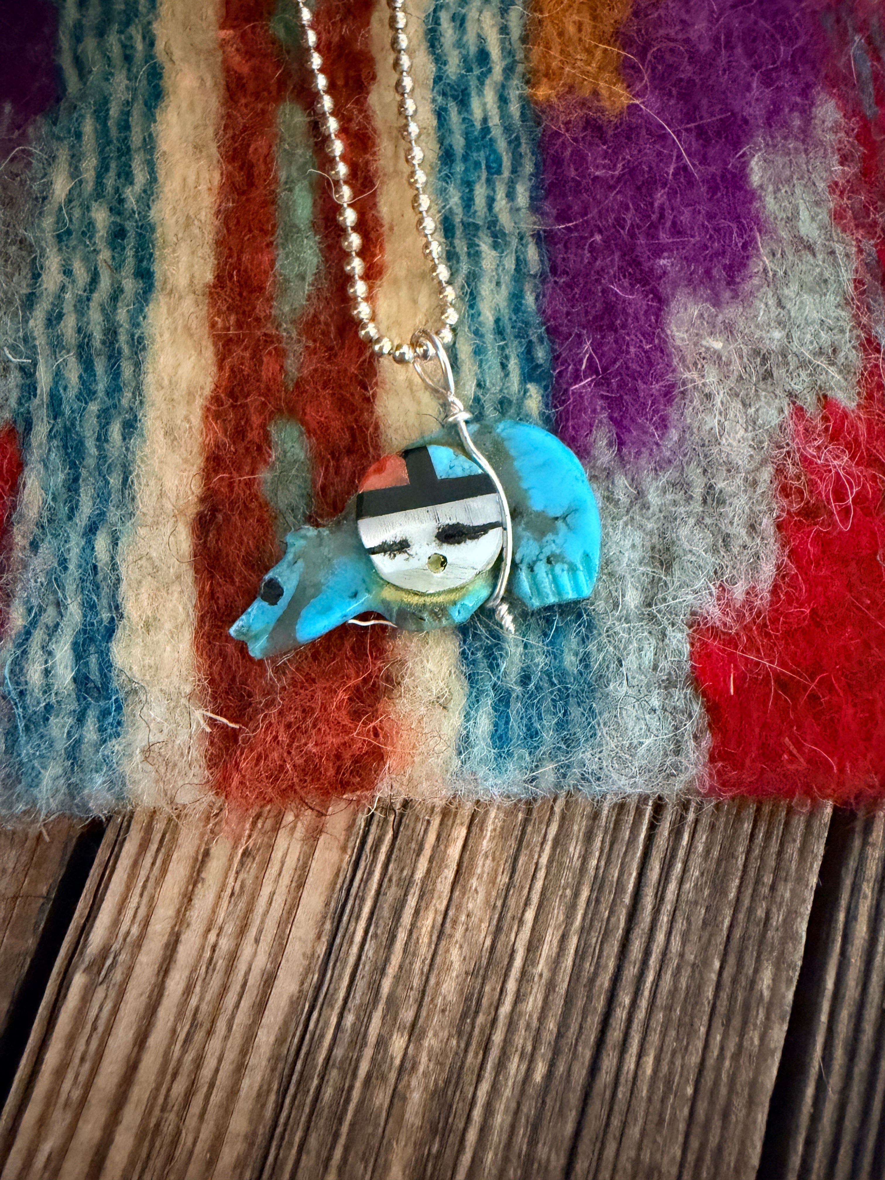 Hand Carved Multi Stone Bear Pendant by Darren Boone