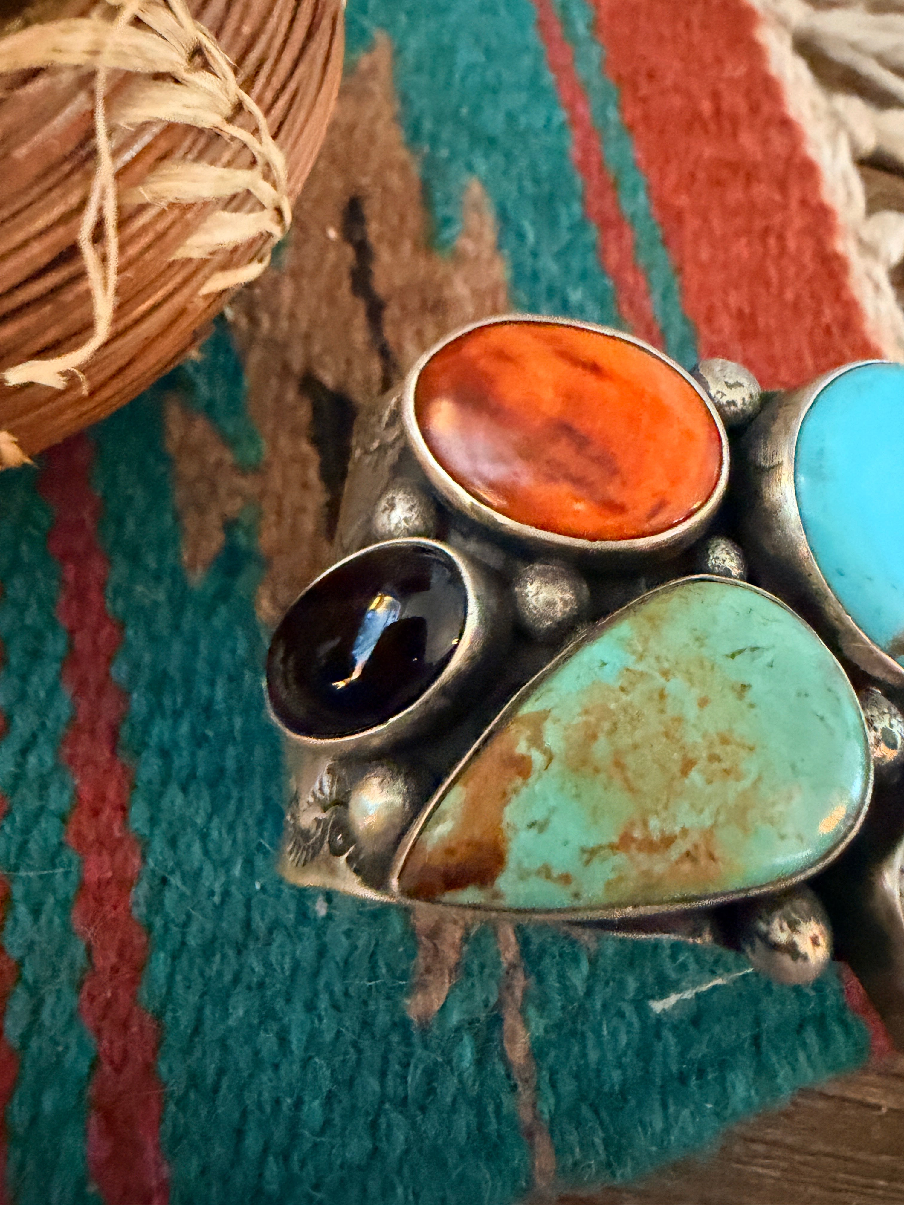 Handcrafted Multi Stone & Sterling Silver Cuff Bracelet by Chimney Butte