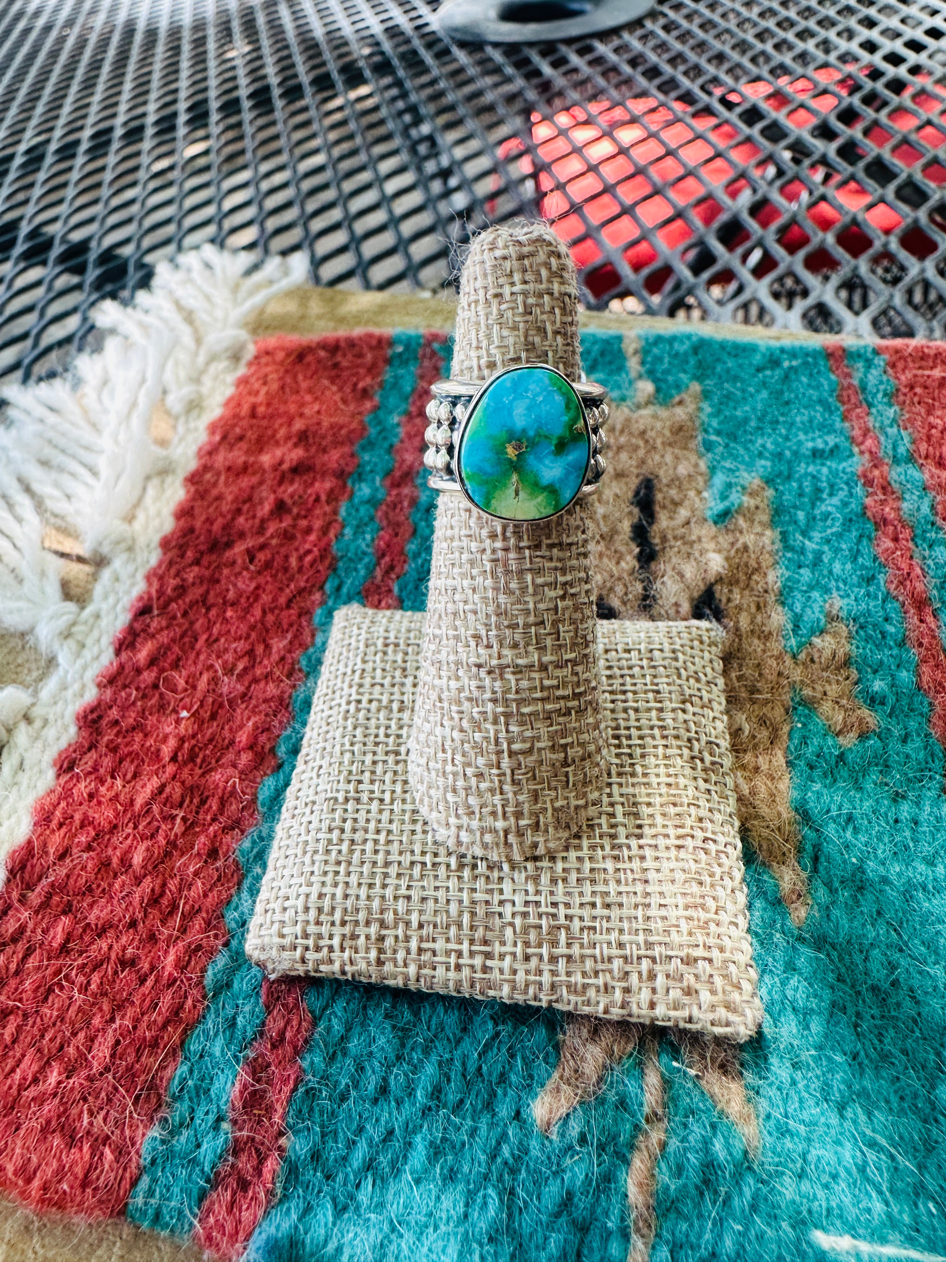 Handcrafted Sterling Silver & Sonoran Mountain Turquoise Ring Size 5