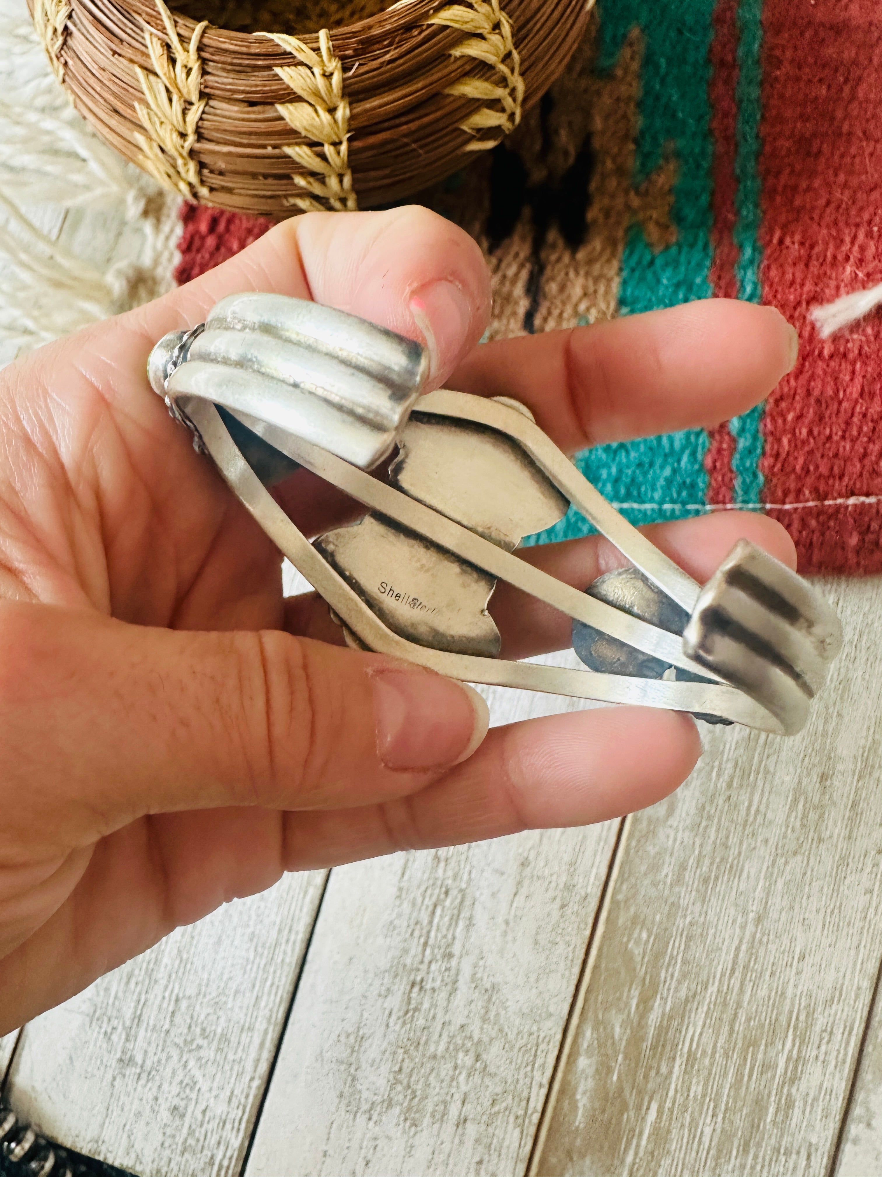 Navajo Sonoran Gold Turquoise & Sterling Silver Cuff Bracelet