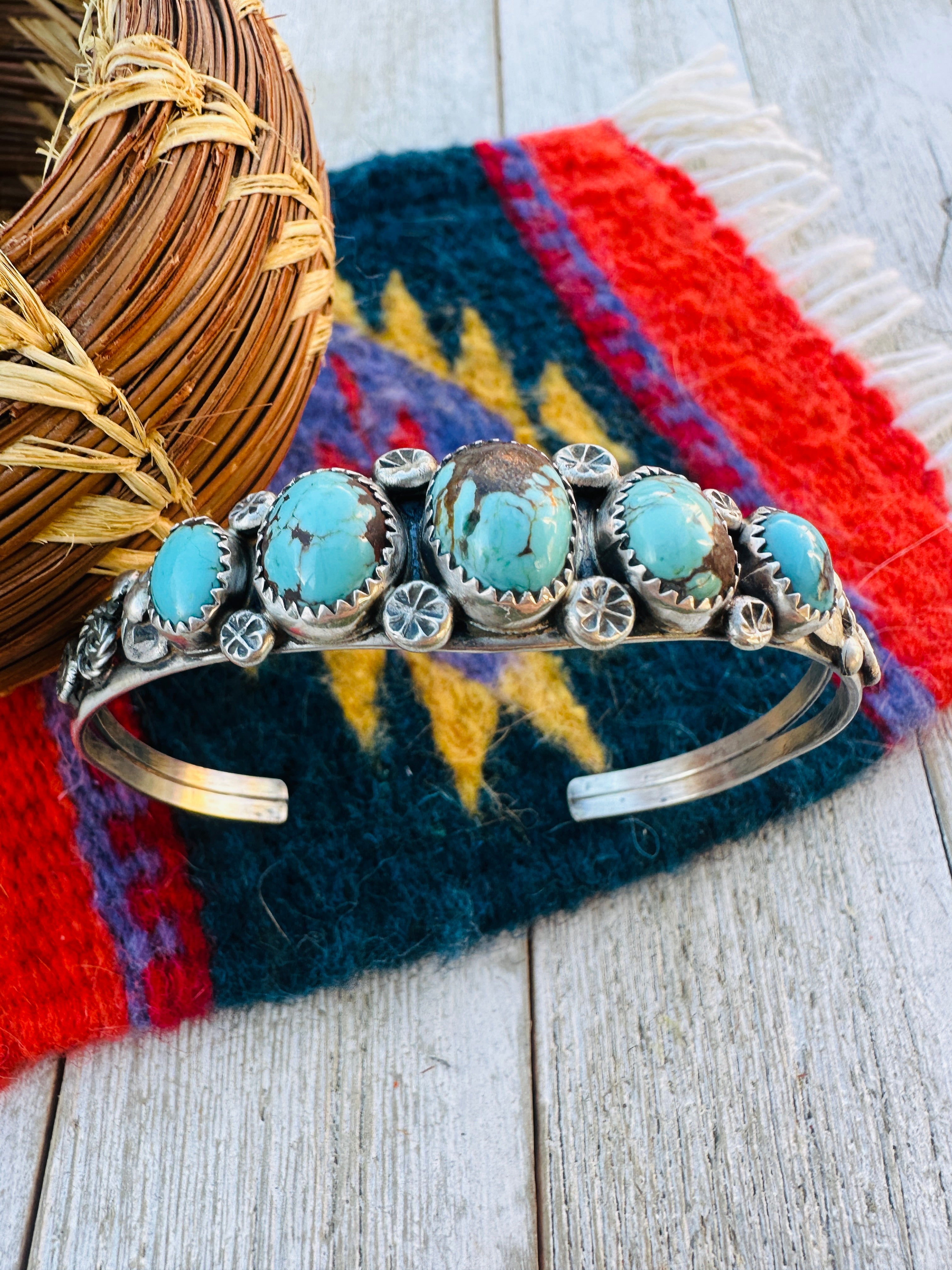 Handcrafted Turquoise & Sterling Silver Cuff Bracelet by Jacqueline Silver