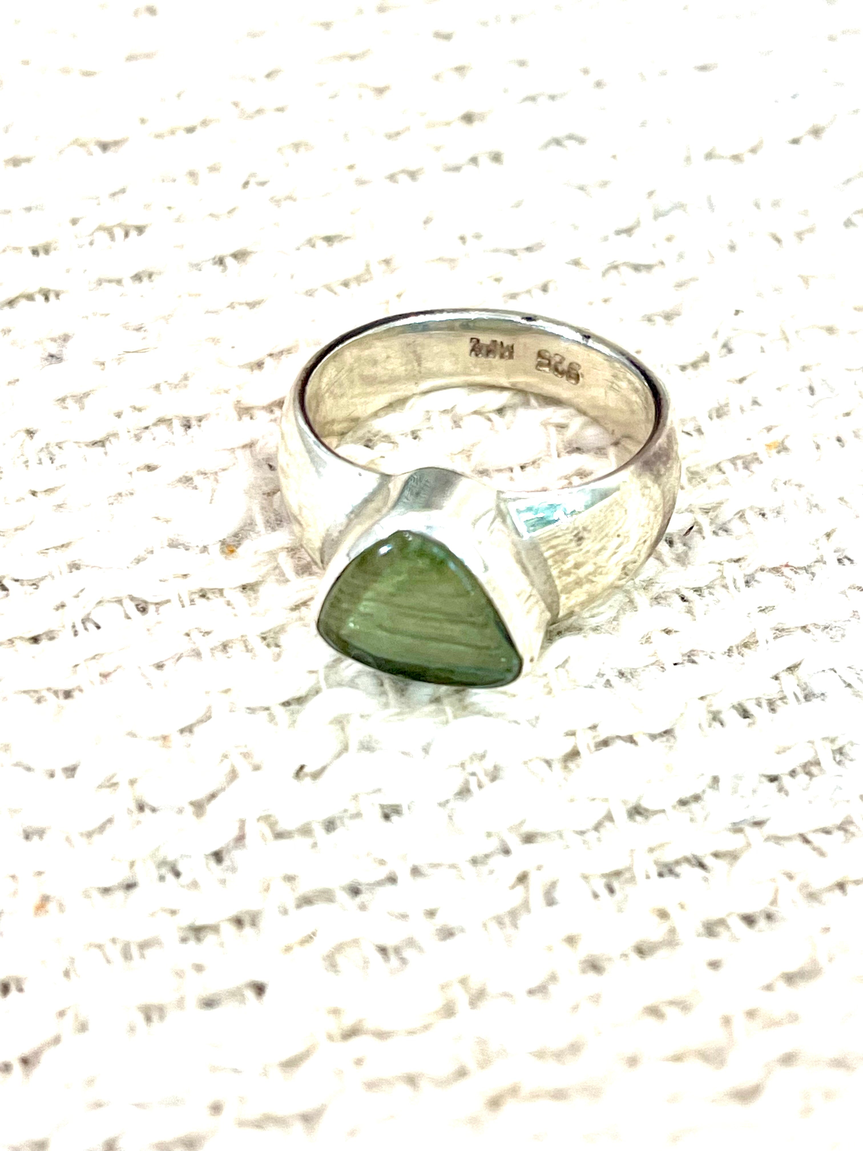 Handcrafted Sterling Silver & Meteorite Rock Size 8.25 Ring