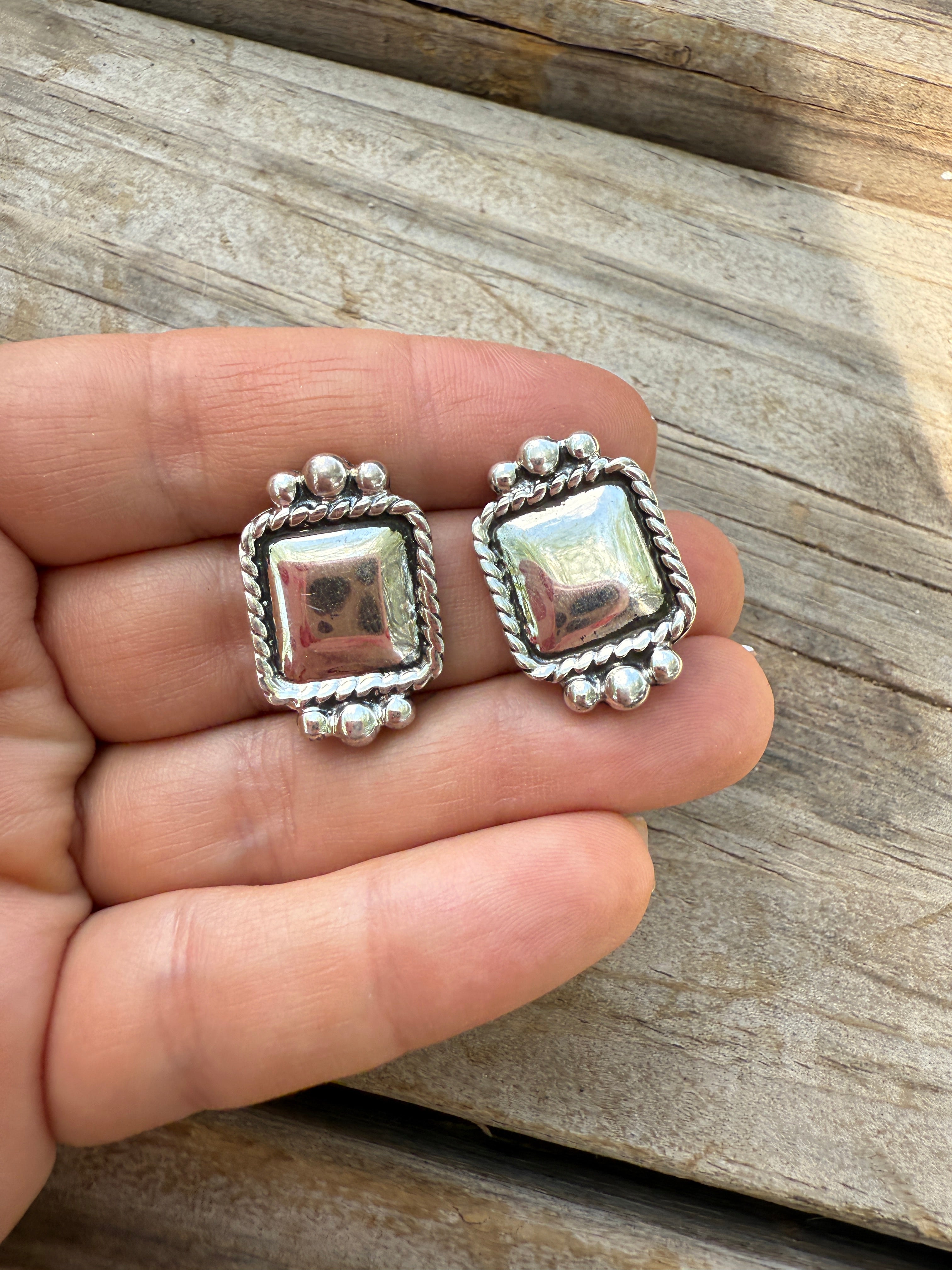 Handmade Sterling Silver Square Earrings