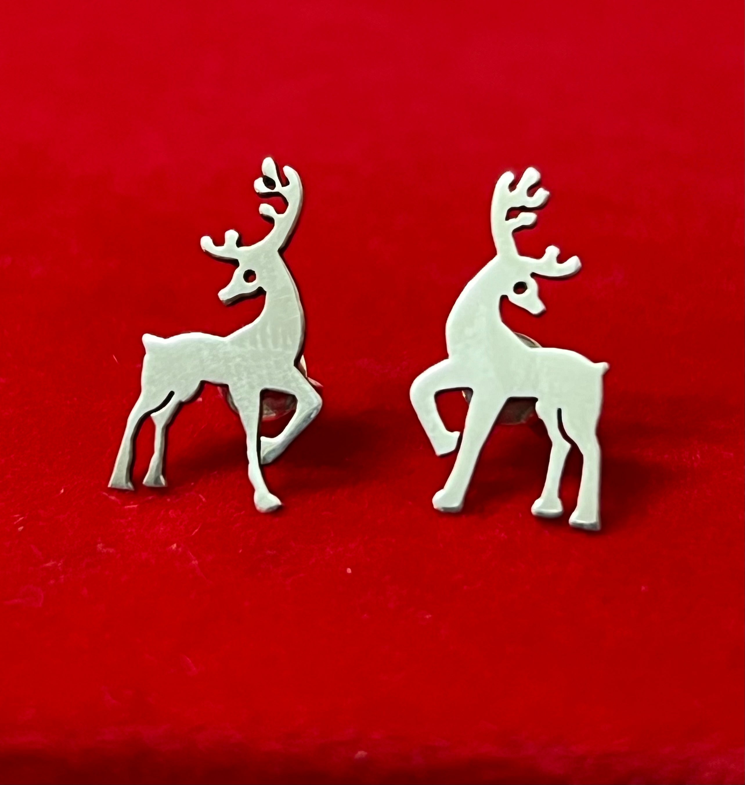 Sterling Silver Reindeer Earrings On Post